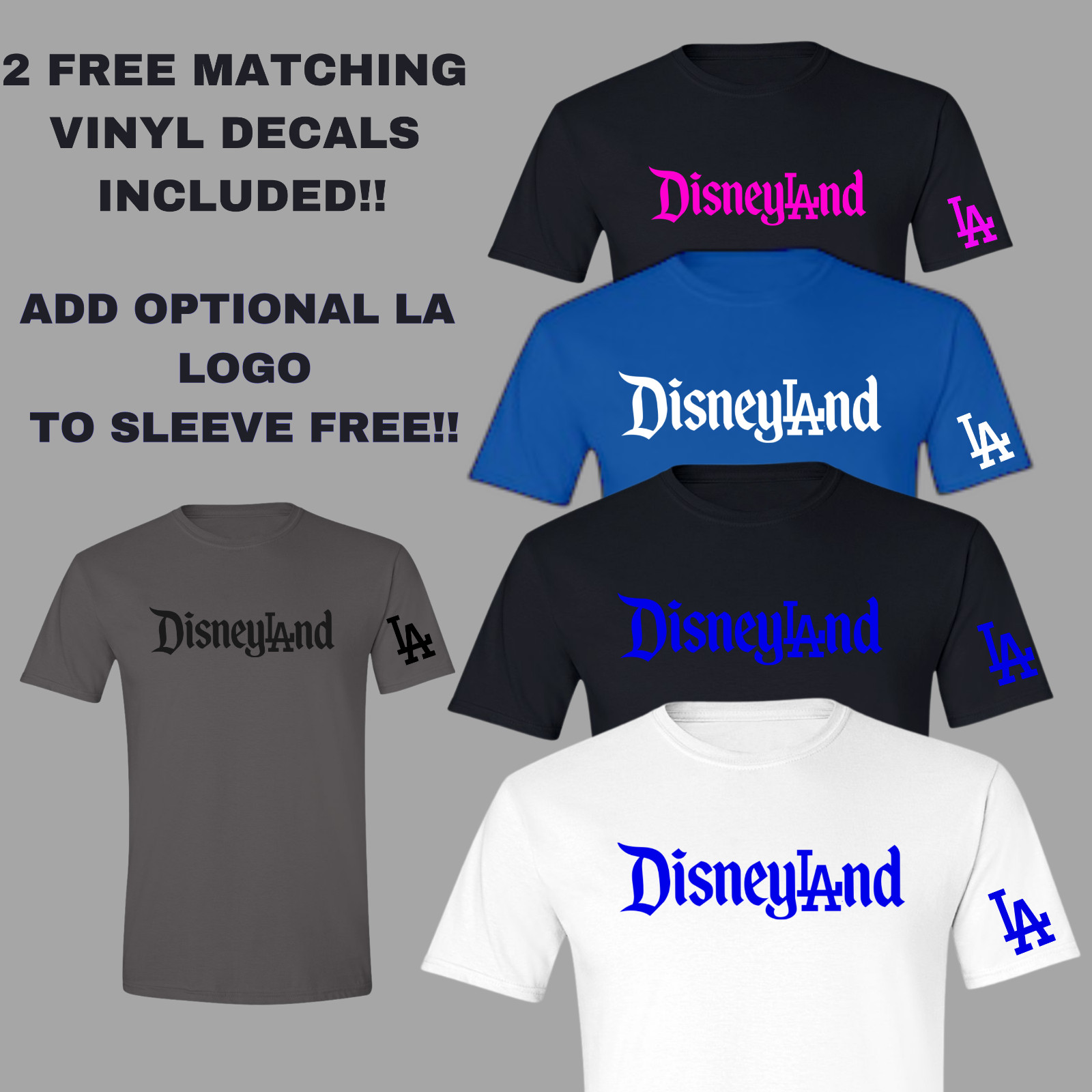 Disneyland LA Dodgers Los Angeles T-Shirt- Vinyl Decals Included- Mickey Ohtani.