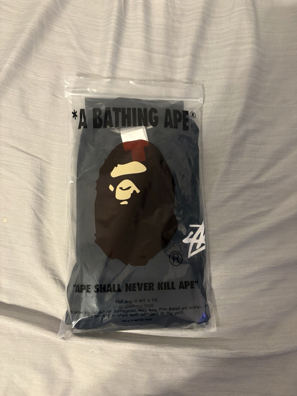A Bathing Ape BAPE x Stussy Black Graphic Logo Crew Neck Tee Men’s M