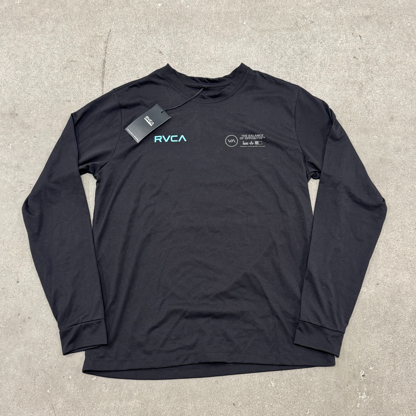 Rvca The Balance Of Opposites Shirt Mens Medium Black Regular Fit Sports Tee