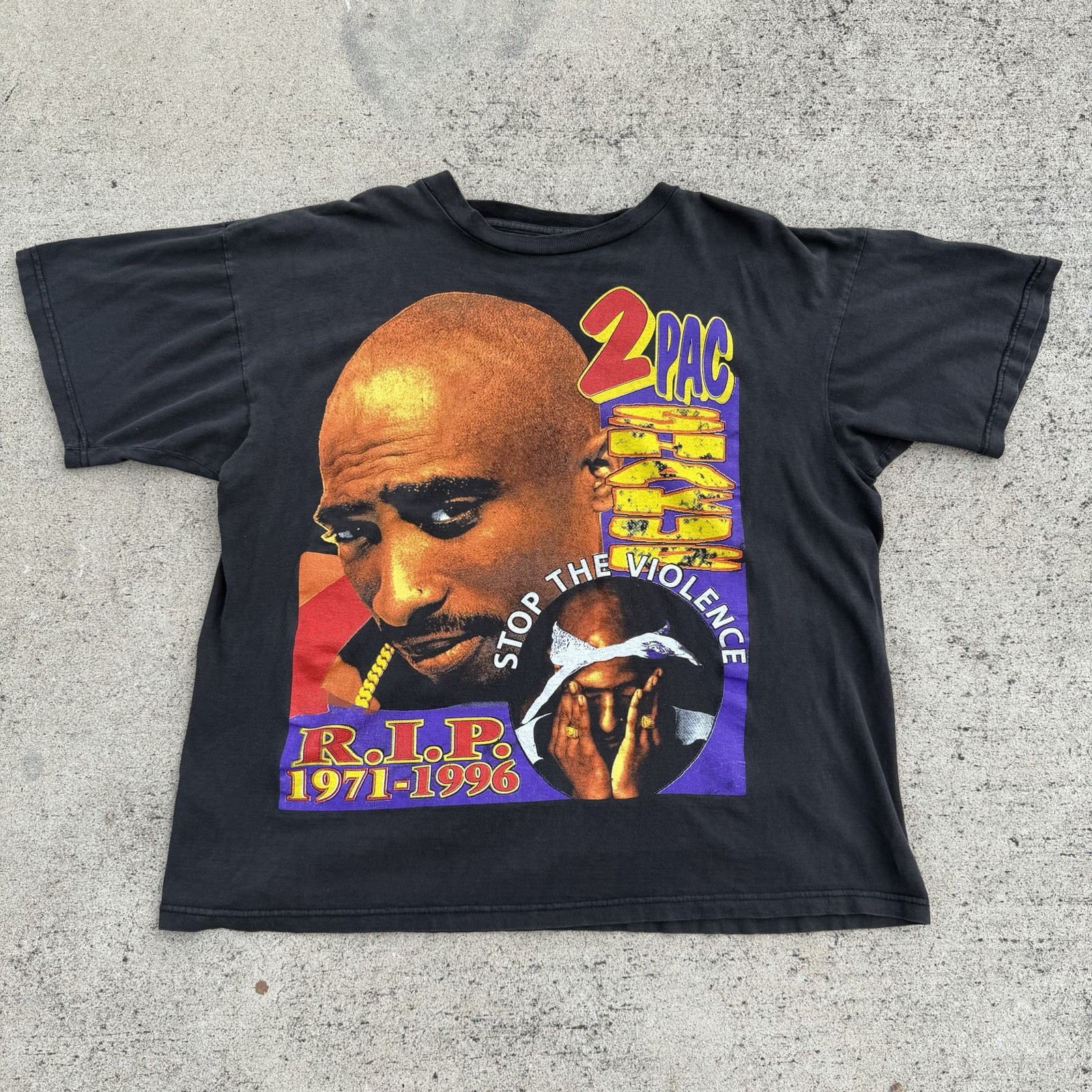 VINTAGE TUPAC 2PAC STOP THE VIOLENCE XL SHIRT MEMORIAL rap tee dr dre snoop dogg