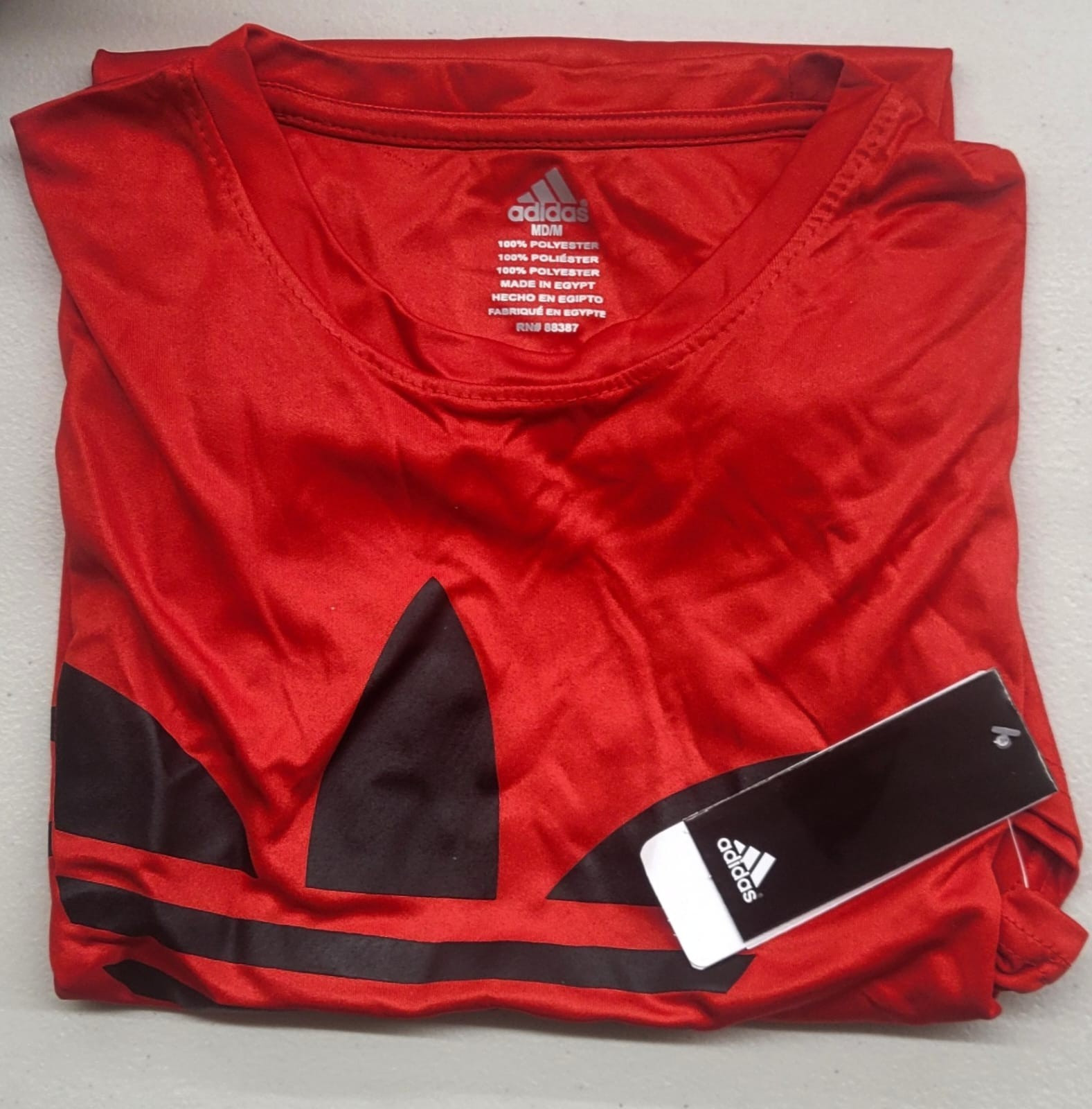 Active Dry Fit Red Adidas trefoil t shirt, Multiple Sizes, With Logo