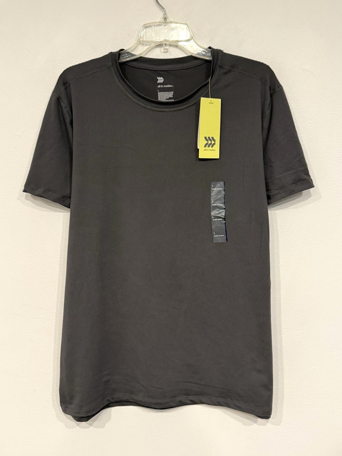 NEW All In Motion Men’s Performance Tee Size Large Gray Moisture Wicking Stretch