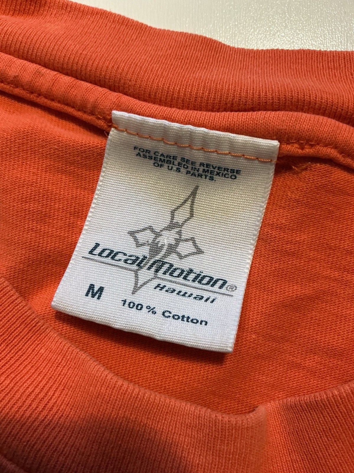 Vintage Local Motion International Hawaii Orange Surf Graphic S/S T-Shirt Sz. M