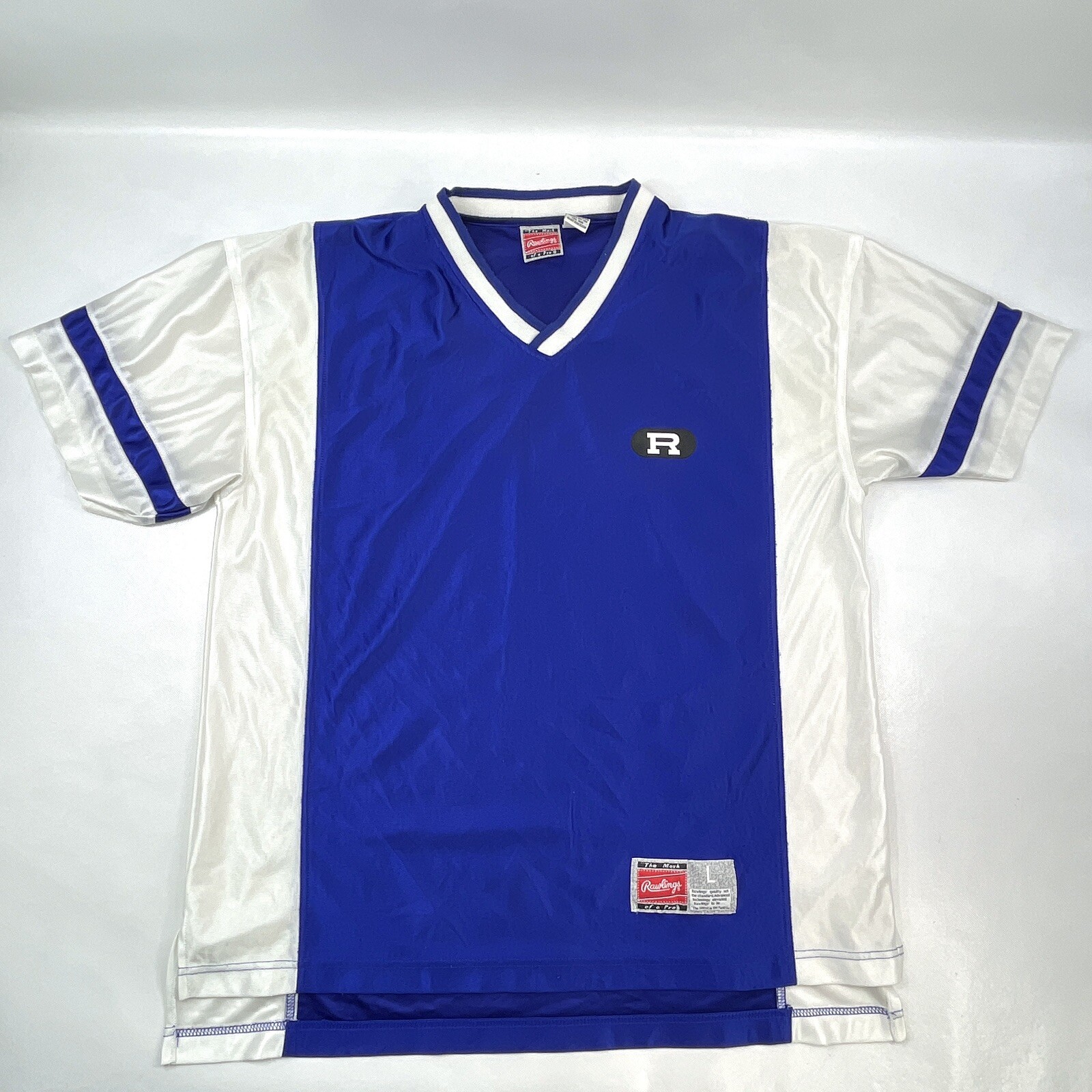 Rawlings Baseball Training Jersey T-Shirt White/Blue Sport Men’s Size L