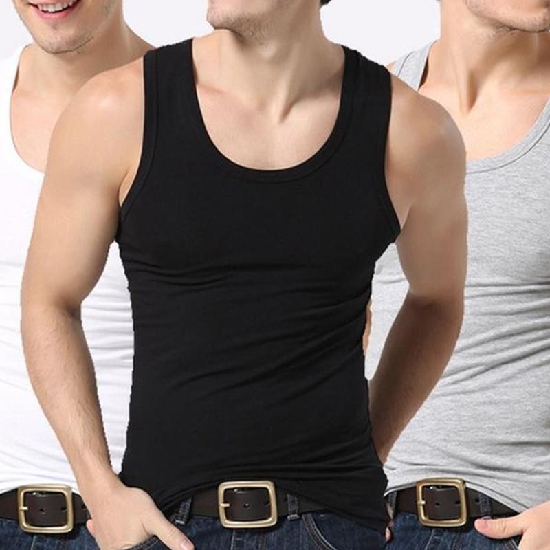 Men’s 100% Cotton Tank Top A-Shirt Wife Beater Ribbed Undershirts Size: S-4XL