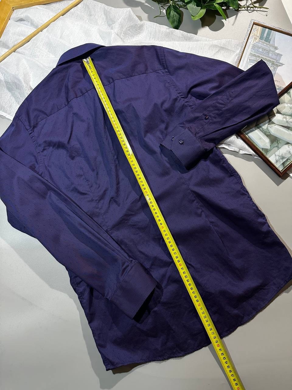 Eton Contemporary Fit Shirt Purple Micro Pattern Textured Cotton Size 40/15 3/4