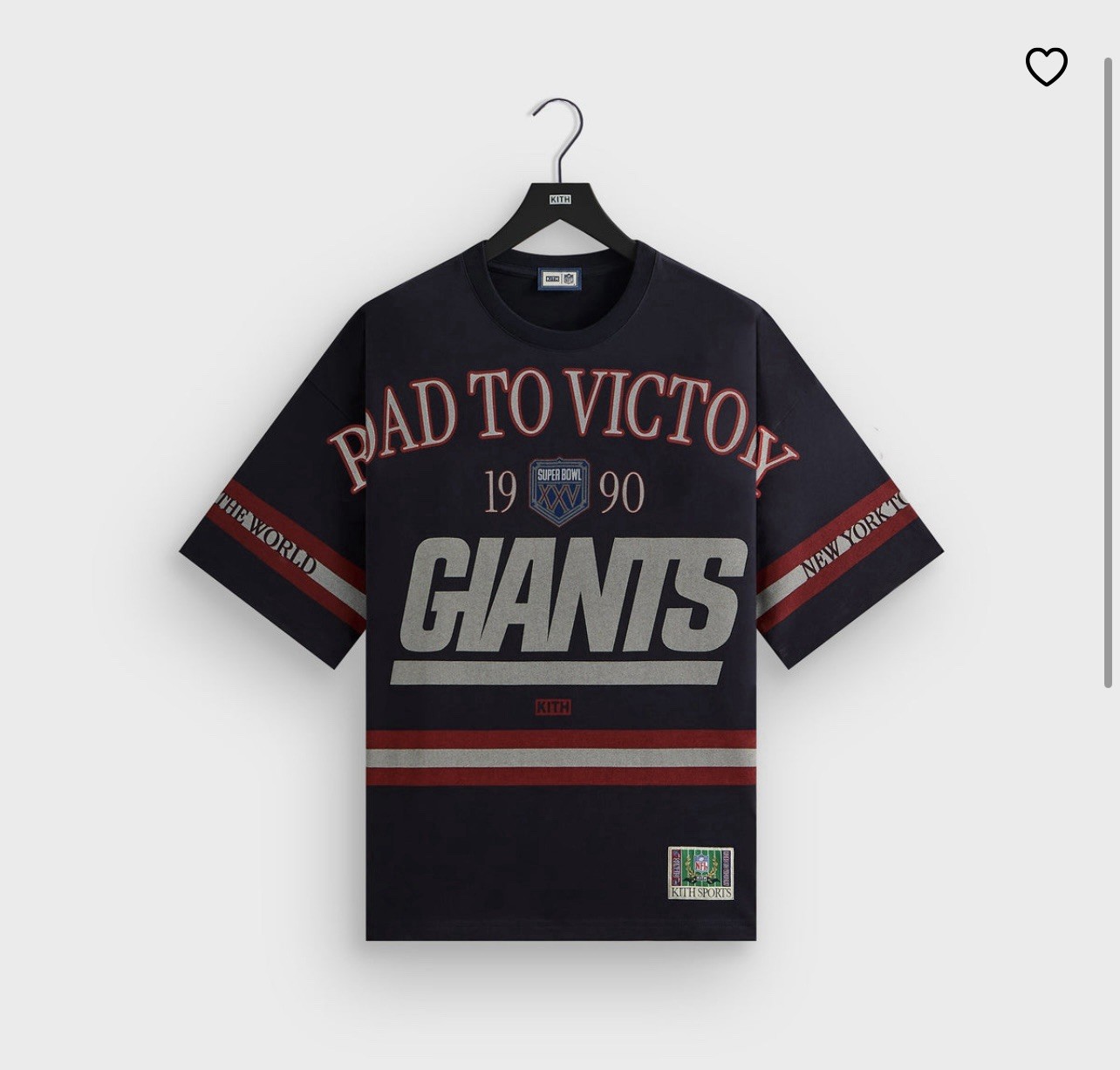 KITH FOR THE NFL NEW YORK GIANTS VICTORY VINTAGE BISHOP TEE – INK SIZE XXL