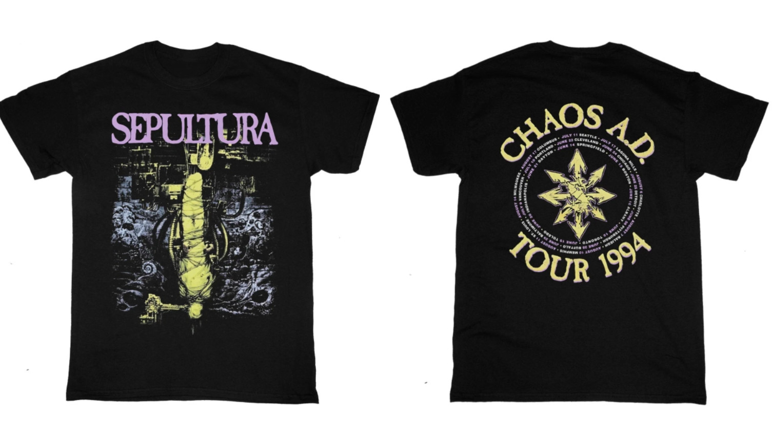 Sepultura Chaos A.D. Tour 1994 T-Shirt Heavy Metal Band Graphic Tee S-5XL