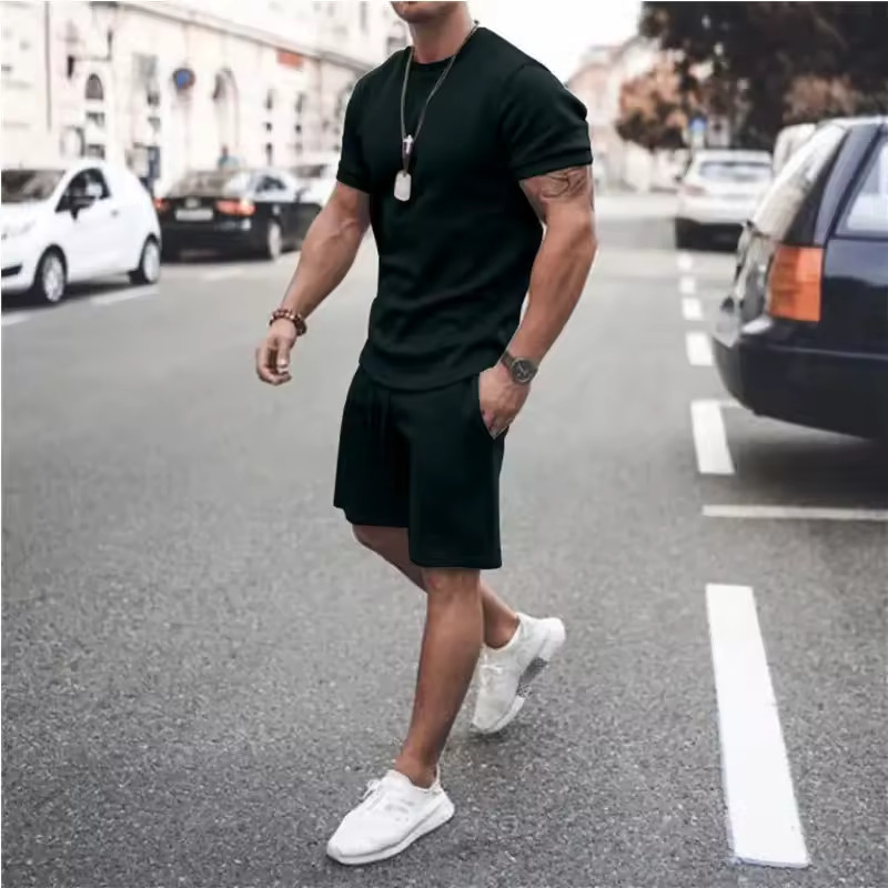Men’s Casual Short Sleeve T-Shirt Set Lightweight Breathable Summer Outfit
