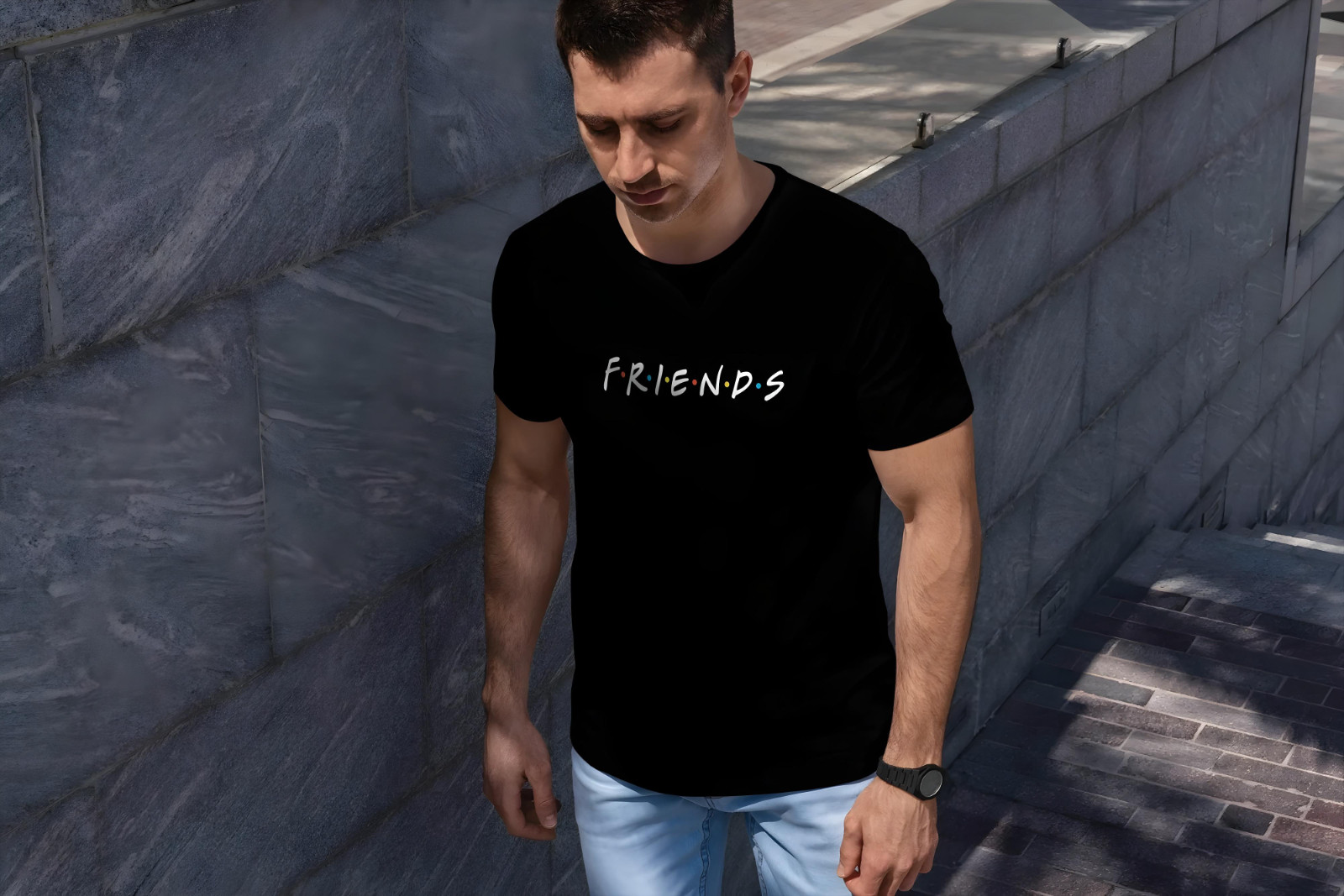 FRIENDS Black T-Shirt Size S-5XL