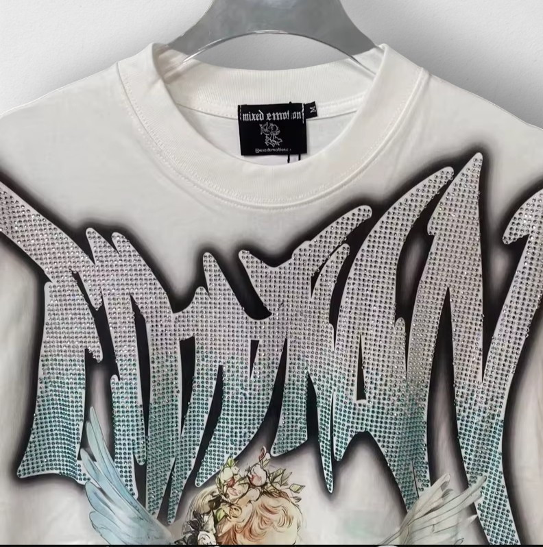 Mixed Emotion “Dove” Rhinestones Tee ‘White’ Streetwear Men’s T-Shirt Small-XL