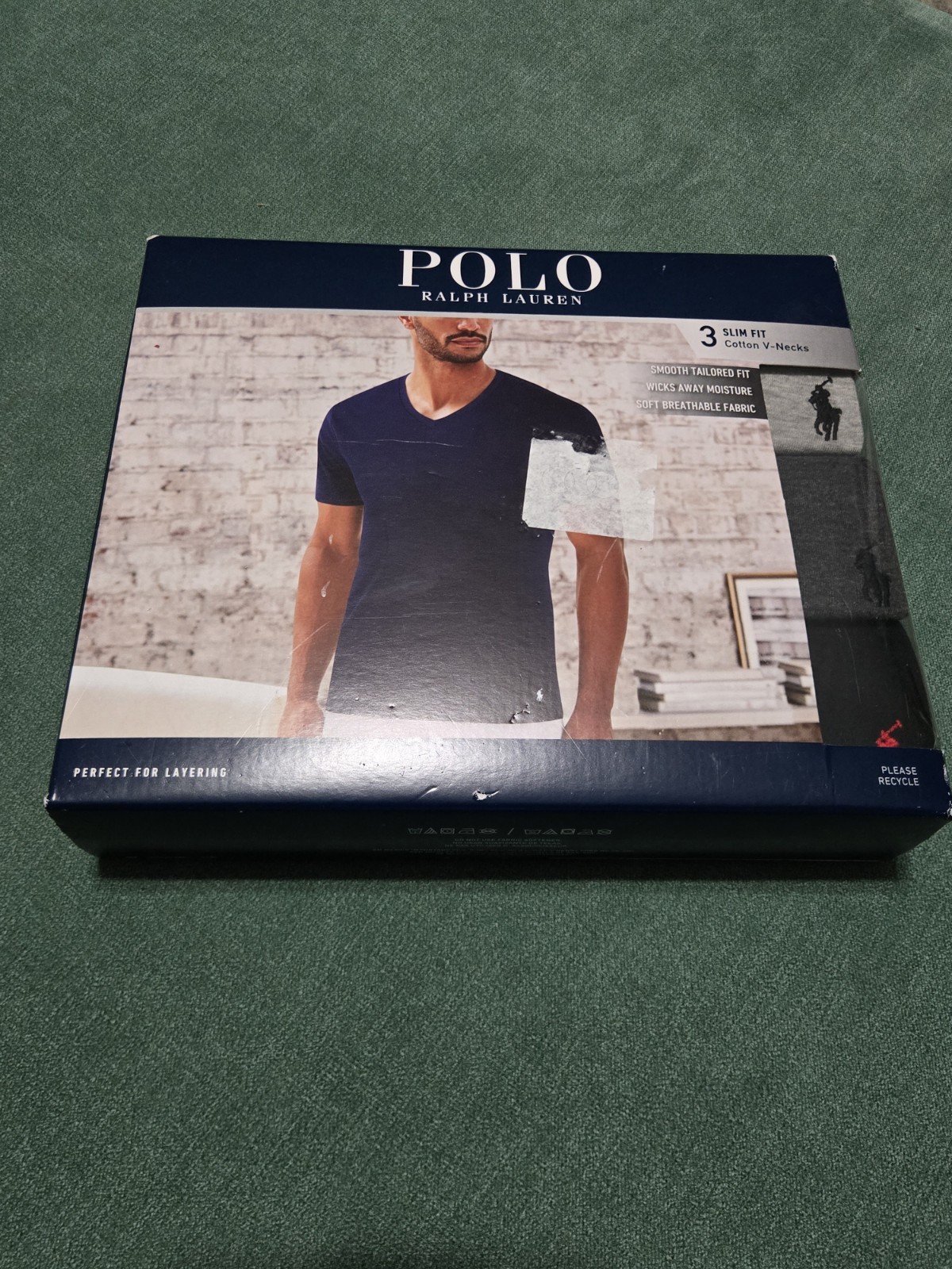 3 Pack Ralph Lauren Polo Slim Fit Cotton Crewneck T-Shirt Mens SMALL Gray