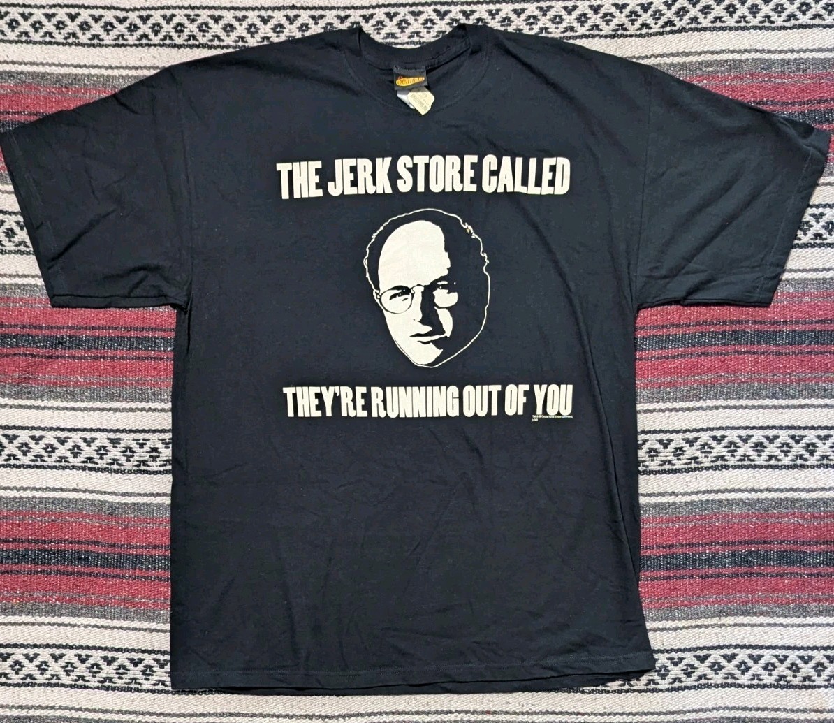 Vintage Seinfeld Jerk Store George Costanza Black Ripple Shirt Mens XL NEW
