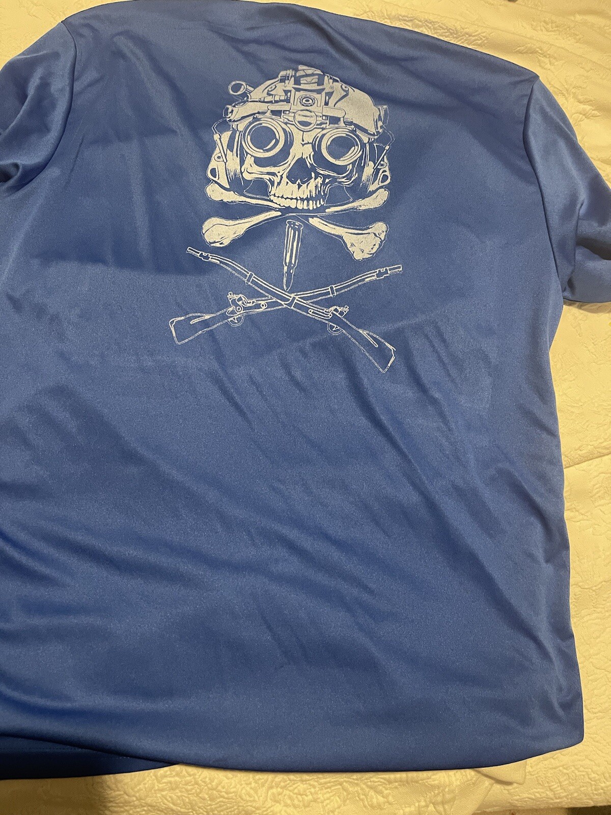A4 Royal Blue Short Sleeve T-Shirt Size L 22 Pit To Pit 28 Neck To Hem Skater