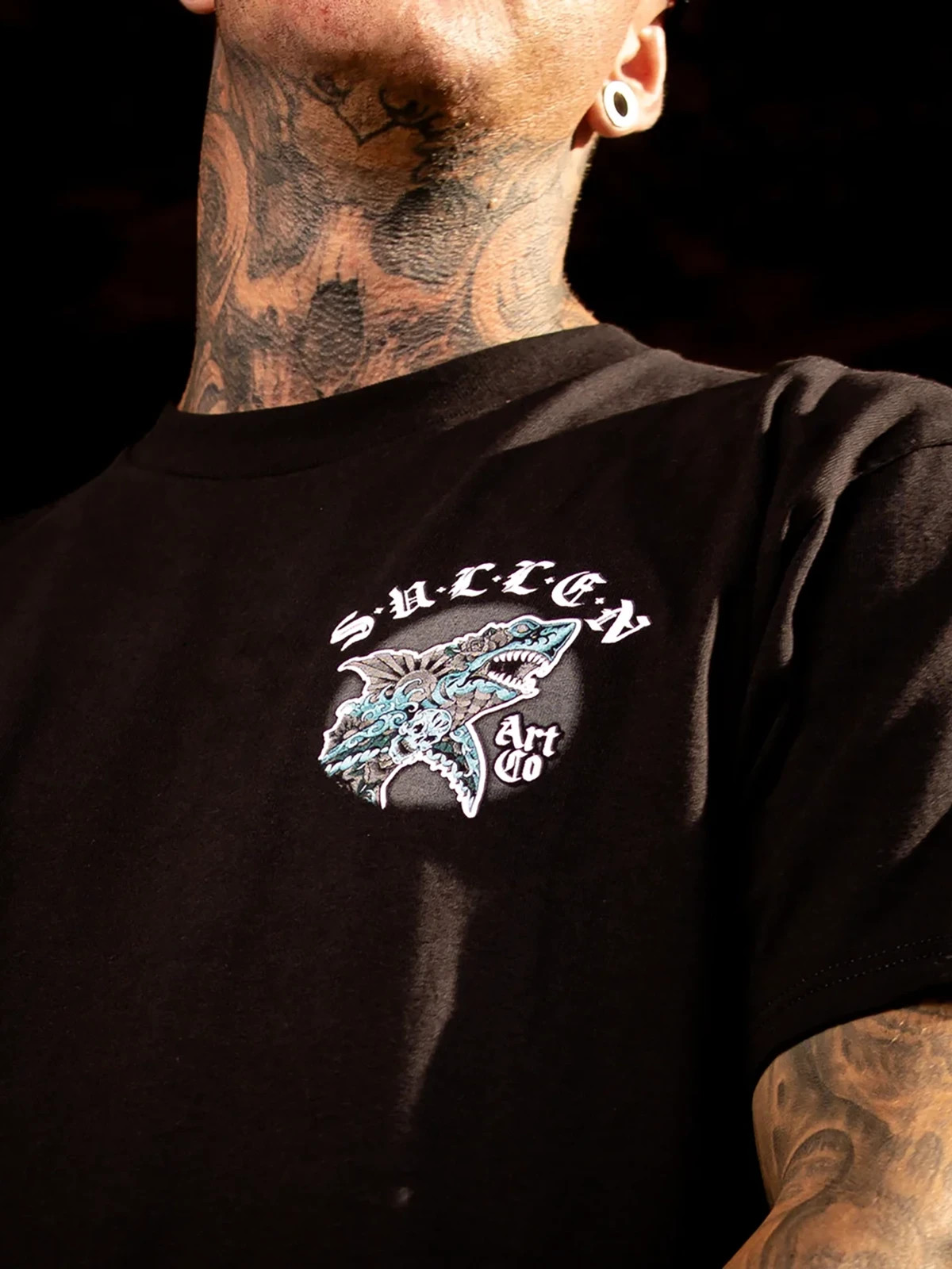 Sullen Men’s Infested Waters Short Sleeve Graphic T-shirt Shark Week Tattoo Tee