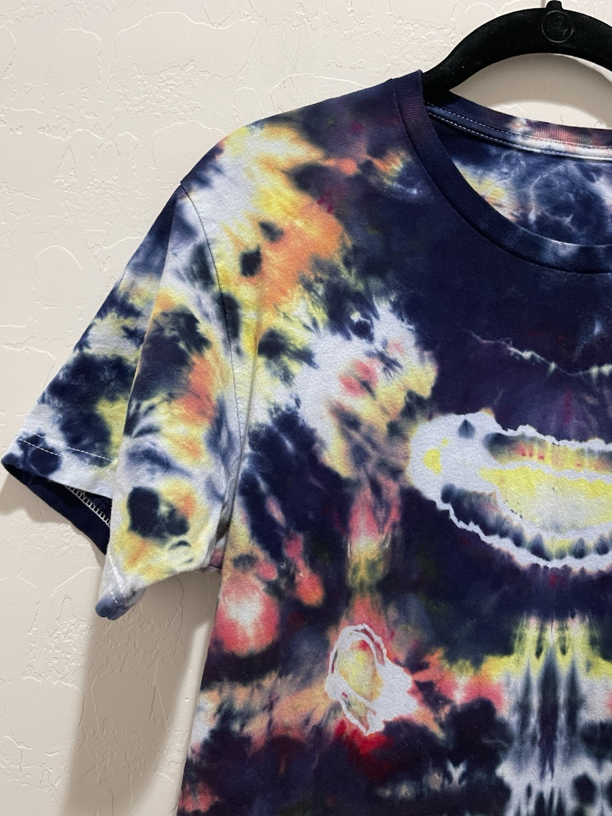 Canvas Multi-Colored Tye Tie Dyed Shirt Mens Medium Long Cut Blue PreOwned