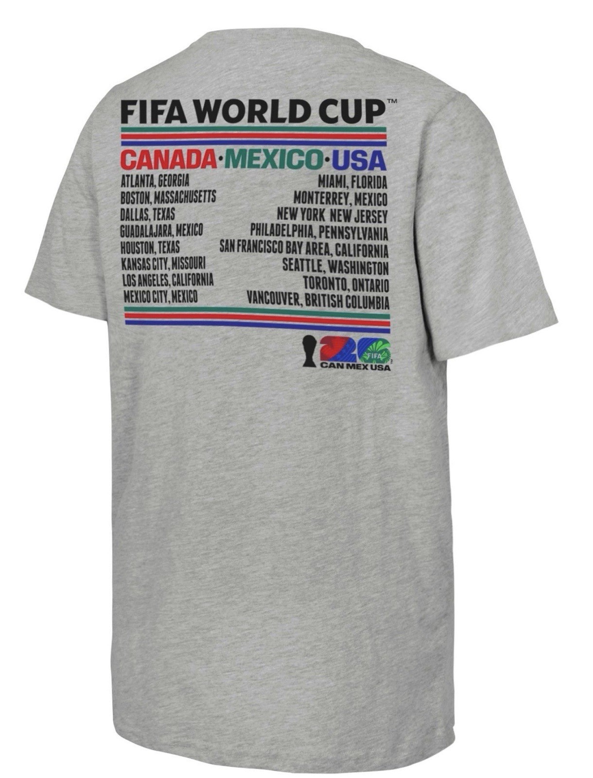 FIFA World Cup 2026 Official Licensed Large Gray Adult Unisex T-Shirt