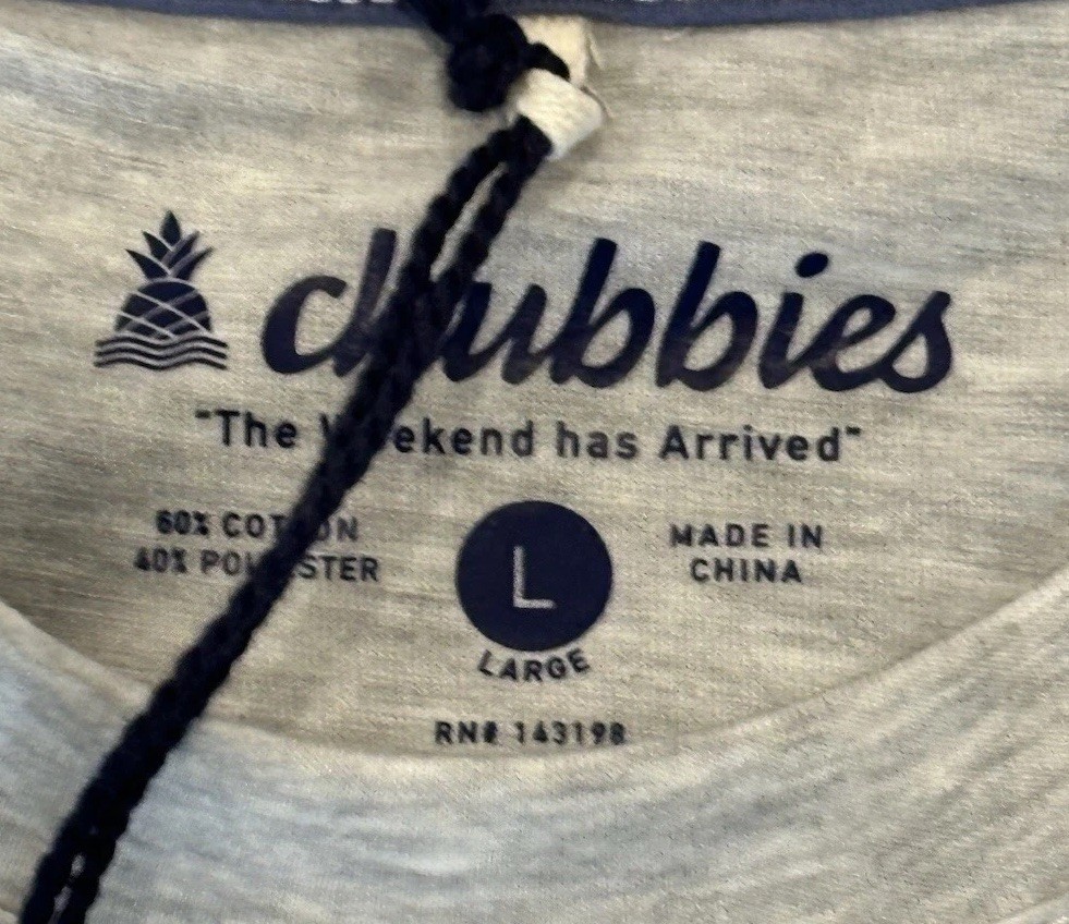 Chubbies The Seal Of Approval Non Pocket Graphic Tee, Gray, Men’s Large, New
