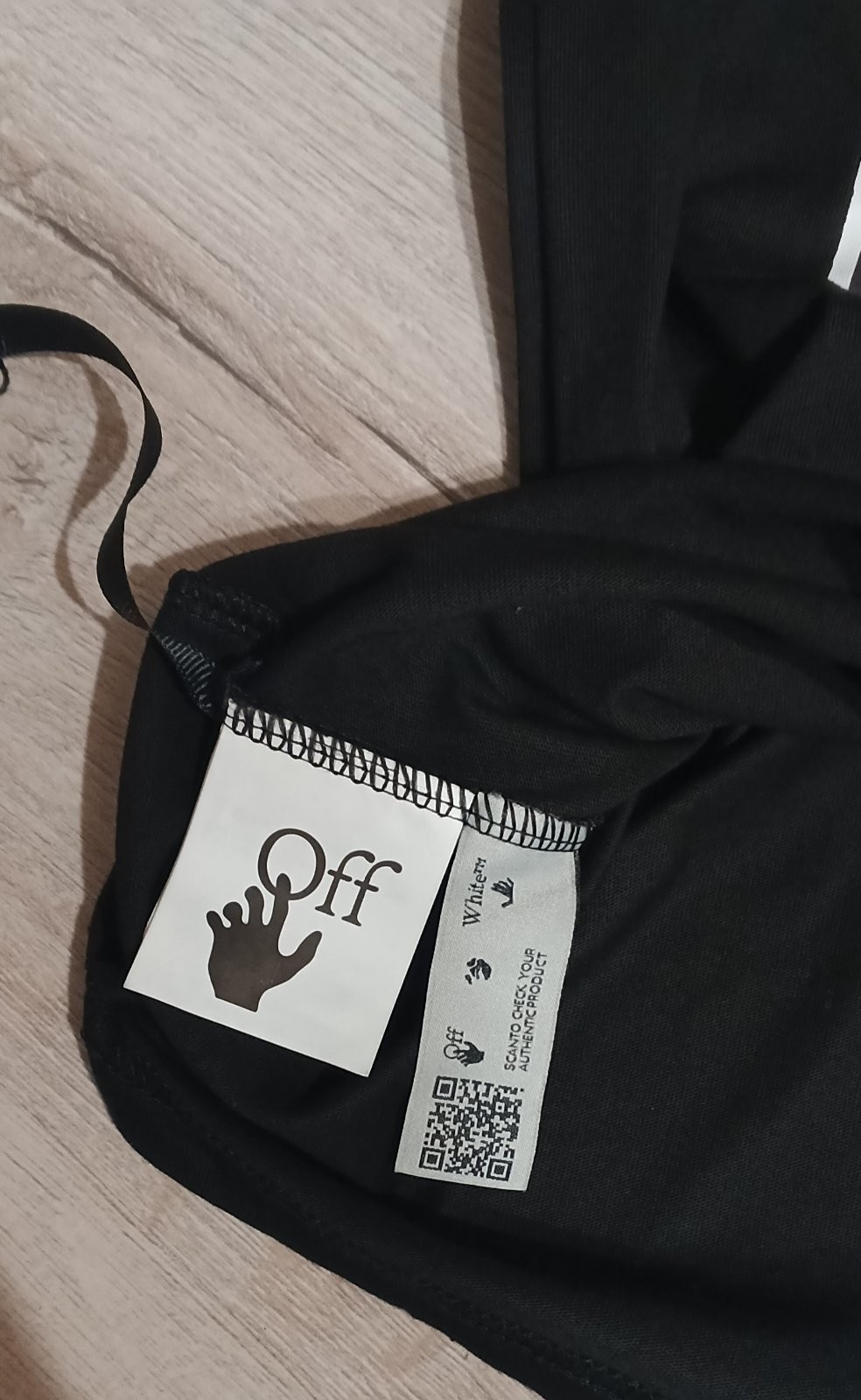 NWT Off-White Black Cotton T-Shirt Hand Logo Graphic Short Sleeve Mens Size [Siz