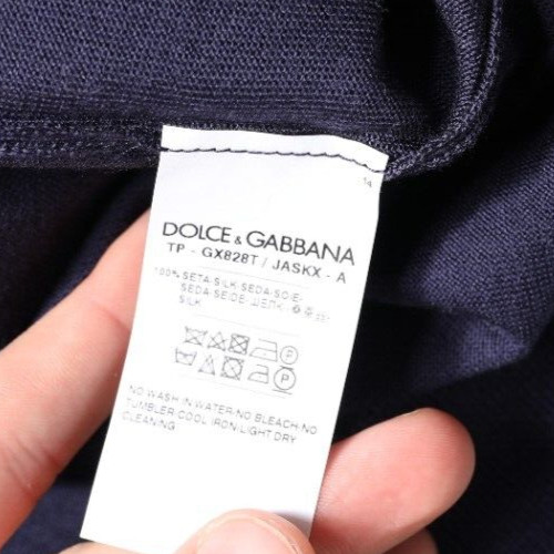 DOLCE & GABBANA T-shirt Blue Silk Collared Short Sleeves Polo IT48/US38/M 750usd