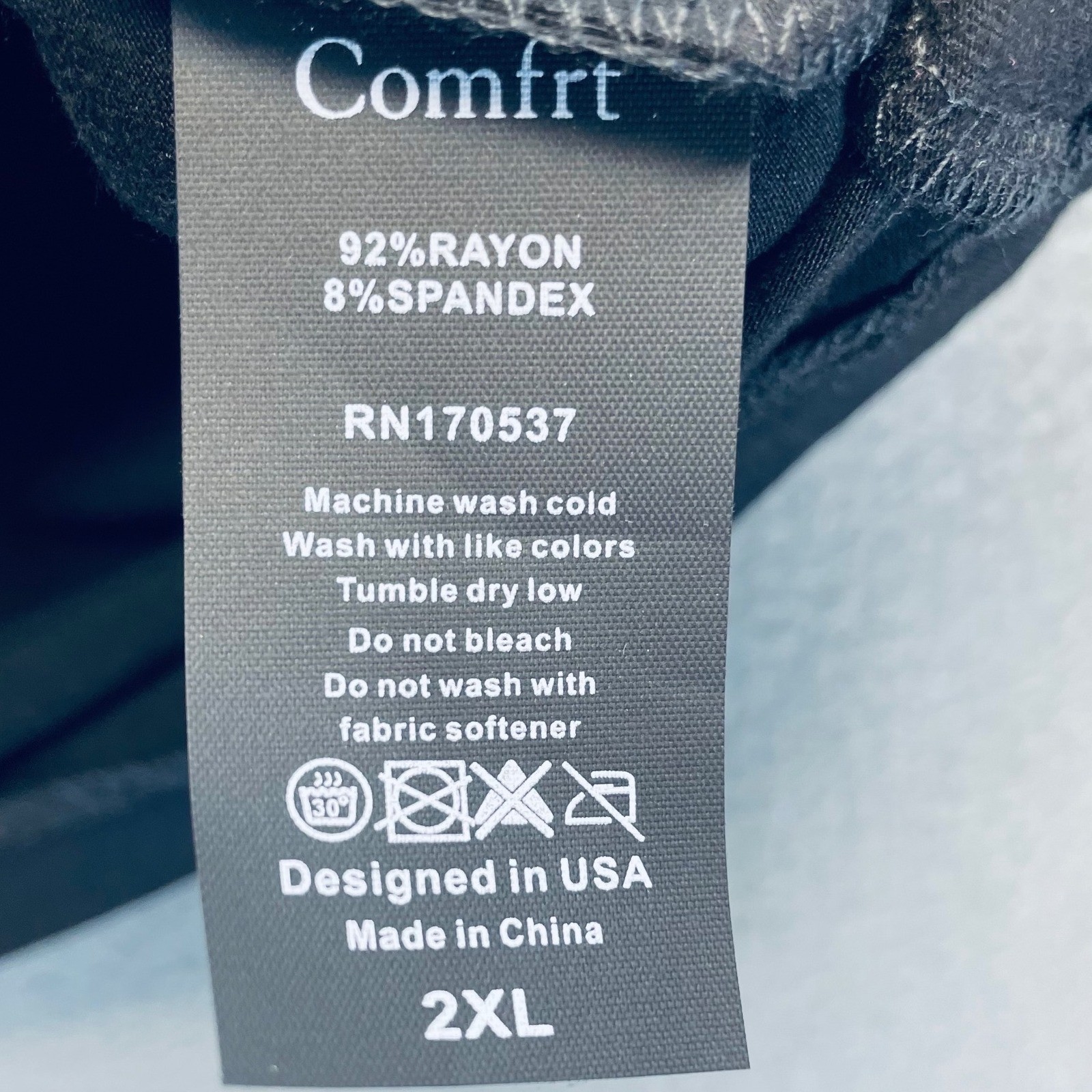 Comfrt Men Cloud Lounge Tee Rayon Spandex Onyx Black 2XL Minimalist Soft Shirt