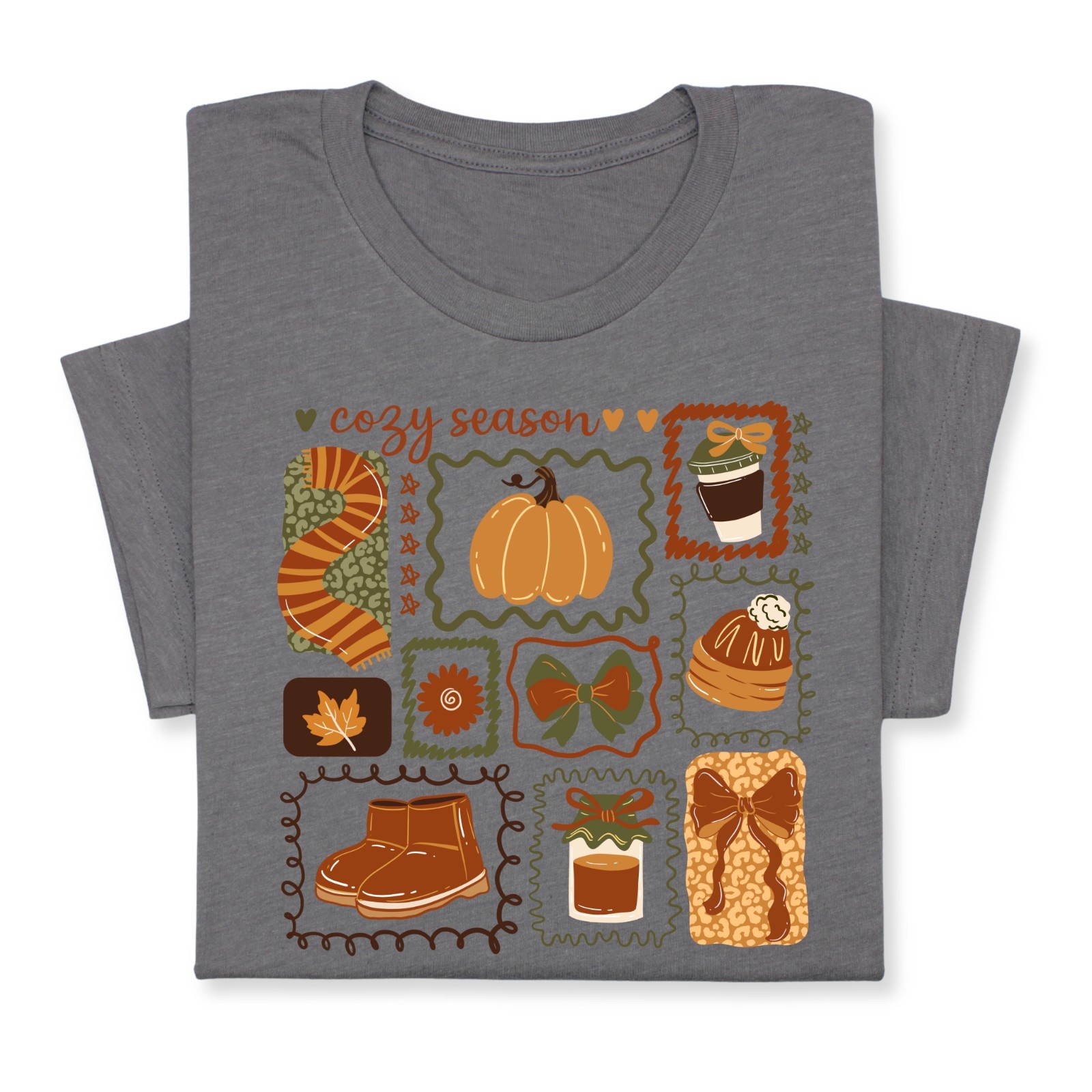 Cozy Season Fall T-Shirt, Autumn Coffee Pumpkin Graphic Tee Gift