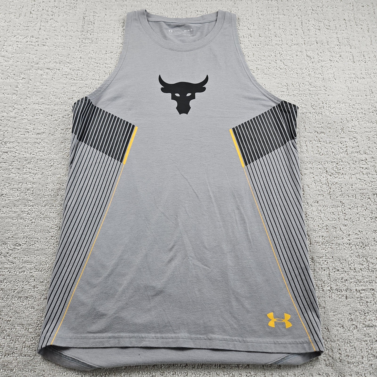 Under Armour Shirt Mens M Gray HeatGear Sleeveless Athletic Logo Tank Tagless
