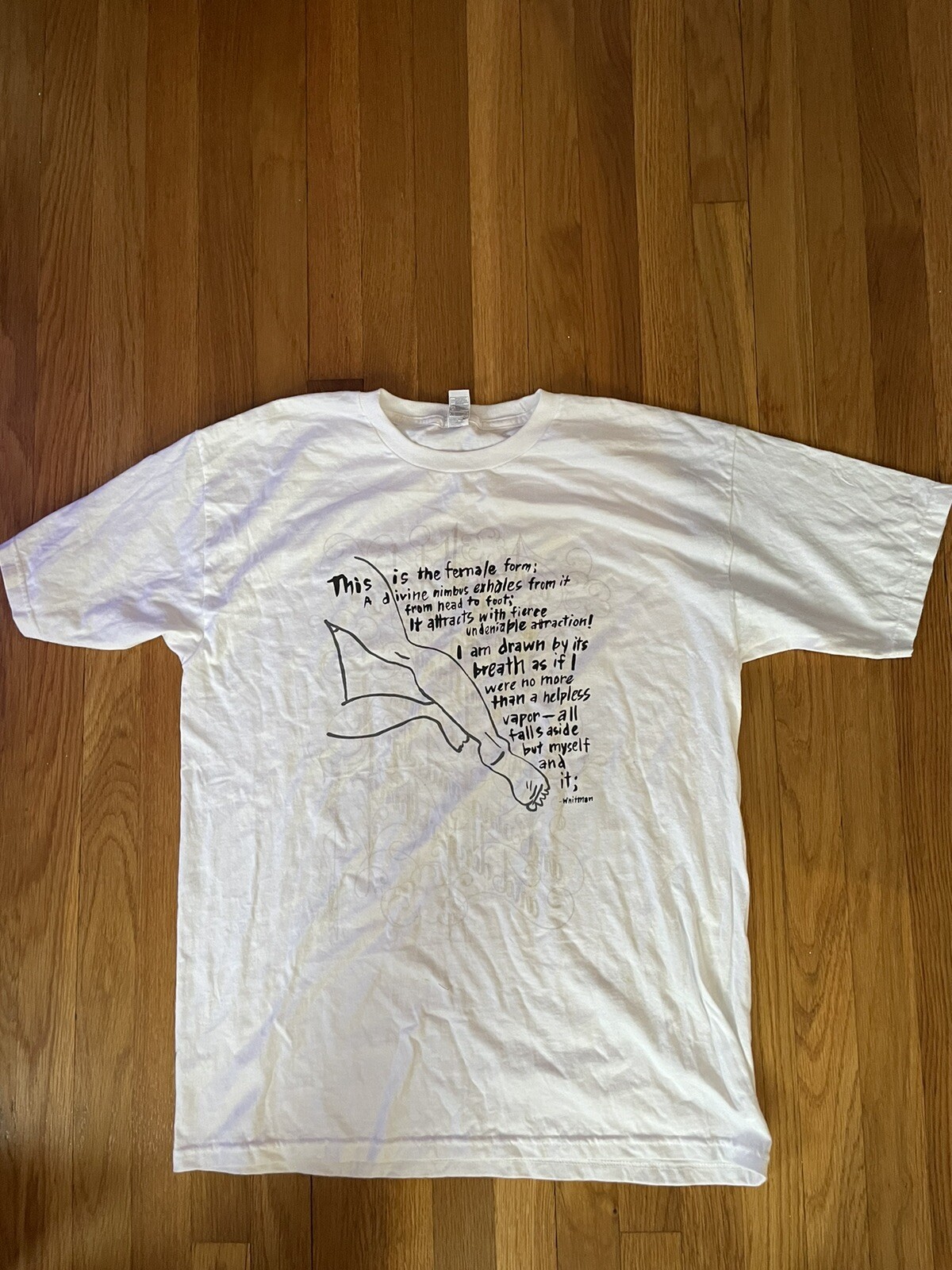 Walt Whitman Quote Female Form Shirt White Size L Rare Poet Poem