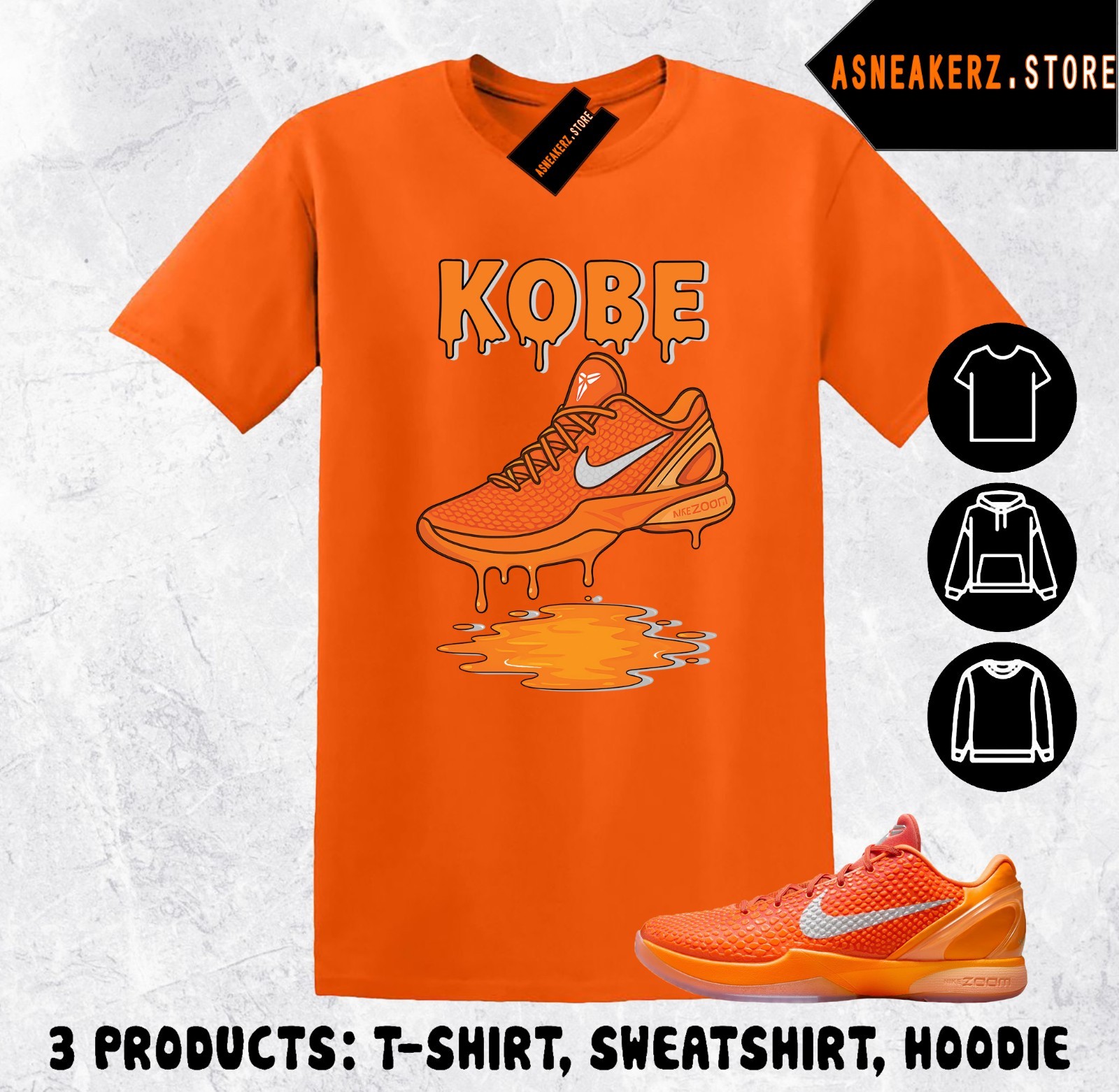 Tee Shirt Matching Kobe 6 Protro Total Orange 2025 Match Sneaker Shoe Dripping