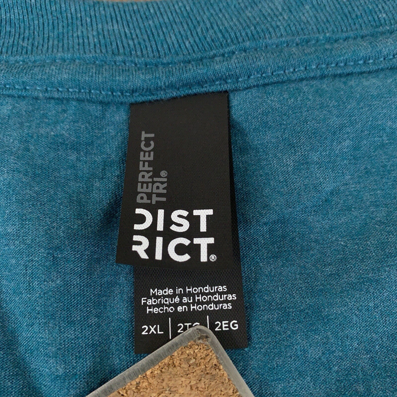 District Perfect Tri Mens 2XL Teal Gray Short Sleeve Crew Neck Tee 2 Pack New