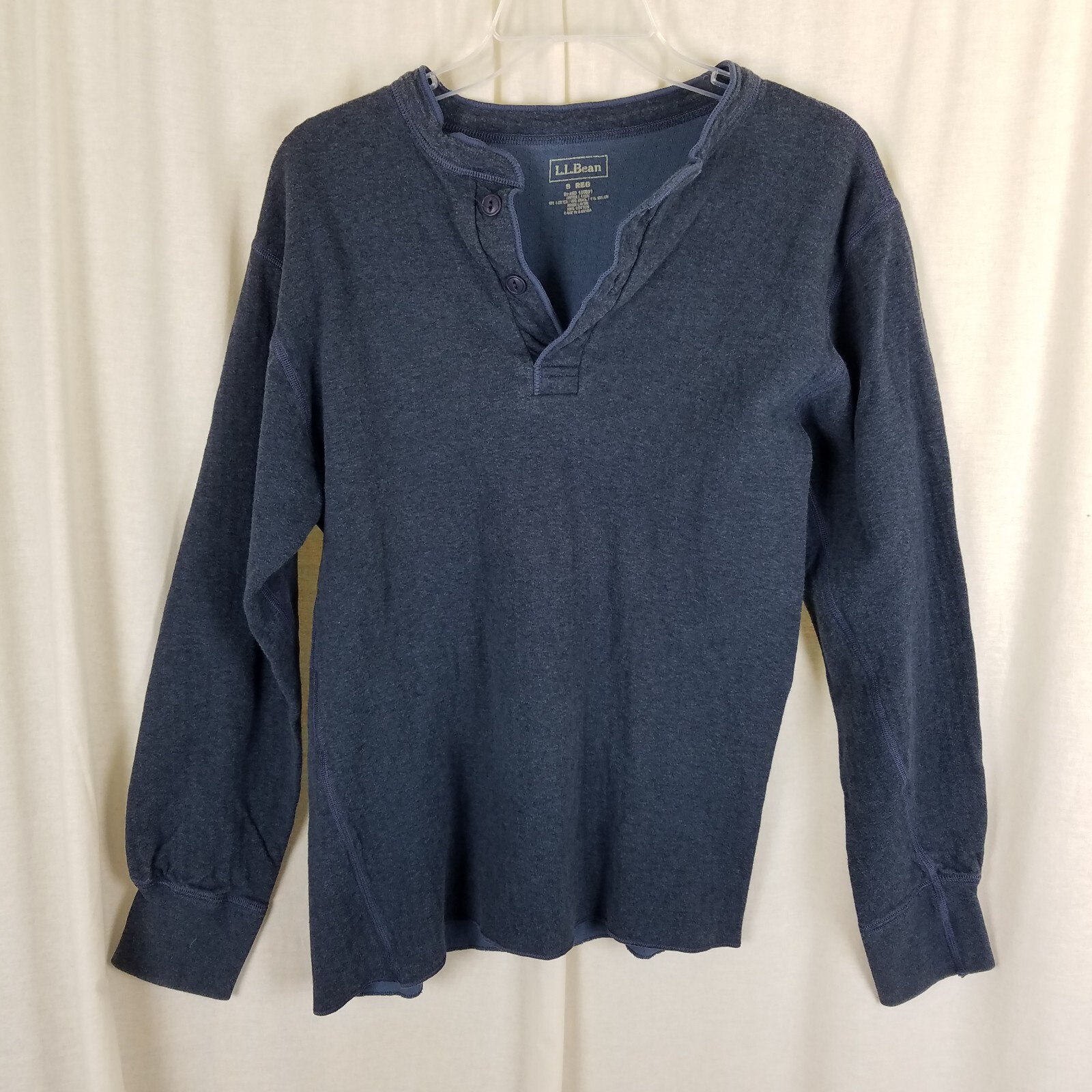 LLBean River Driver cotton wool long sleeve pullover base layer top Shirt Mens S
