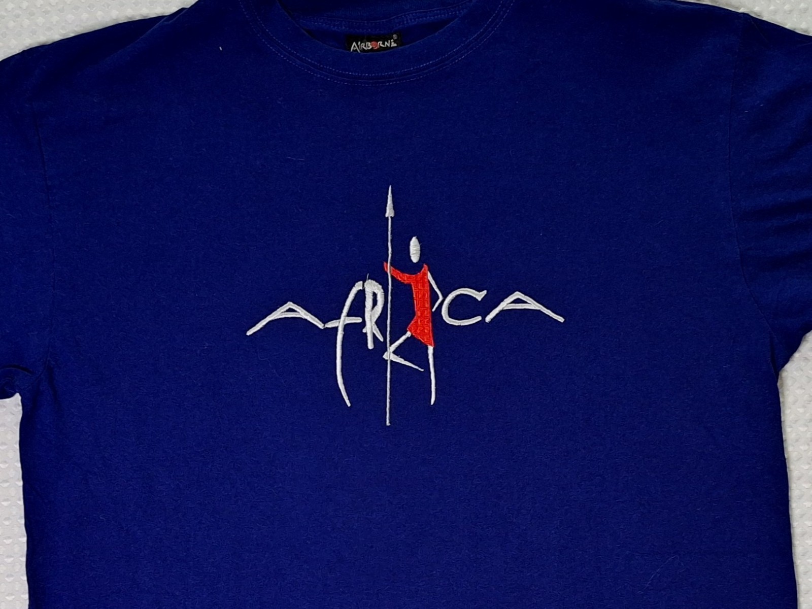 Africa Embroidered Souvenir Blue T-shirt Size L Airborne Kenya