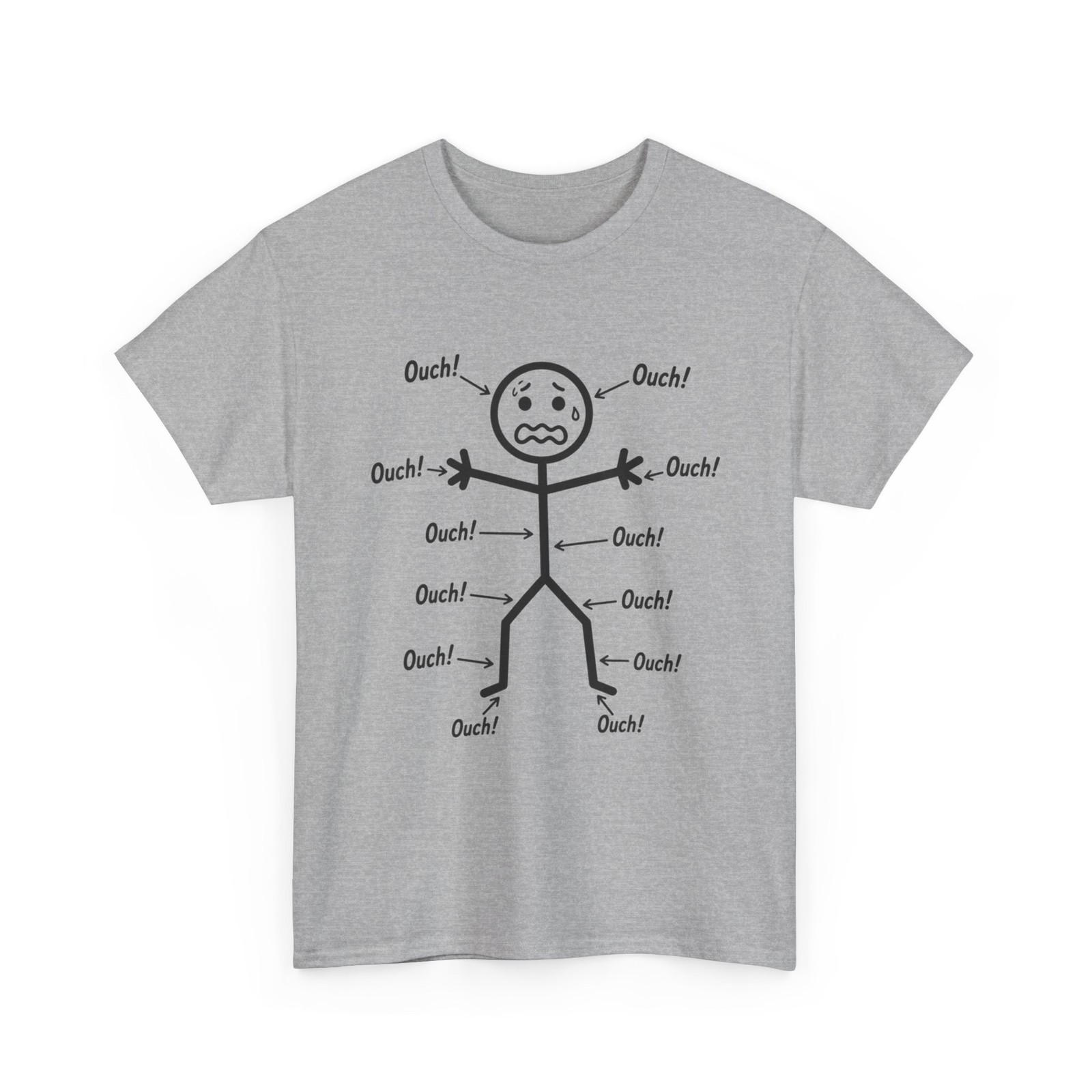 Ouch Ouch Ouch Funny Shirt, Full Body Pain Humor Comedy Stickman T-Shirt