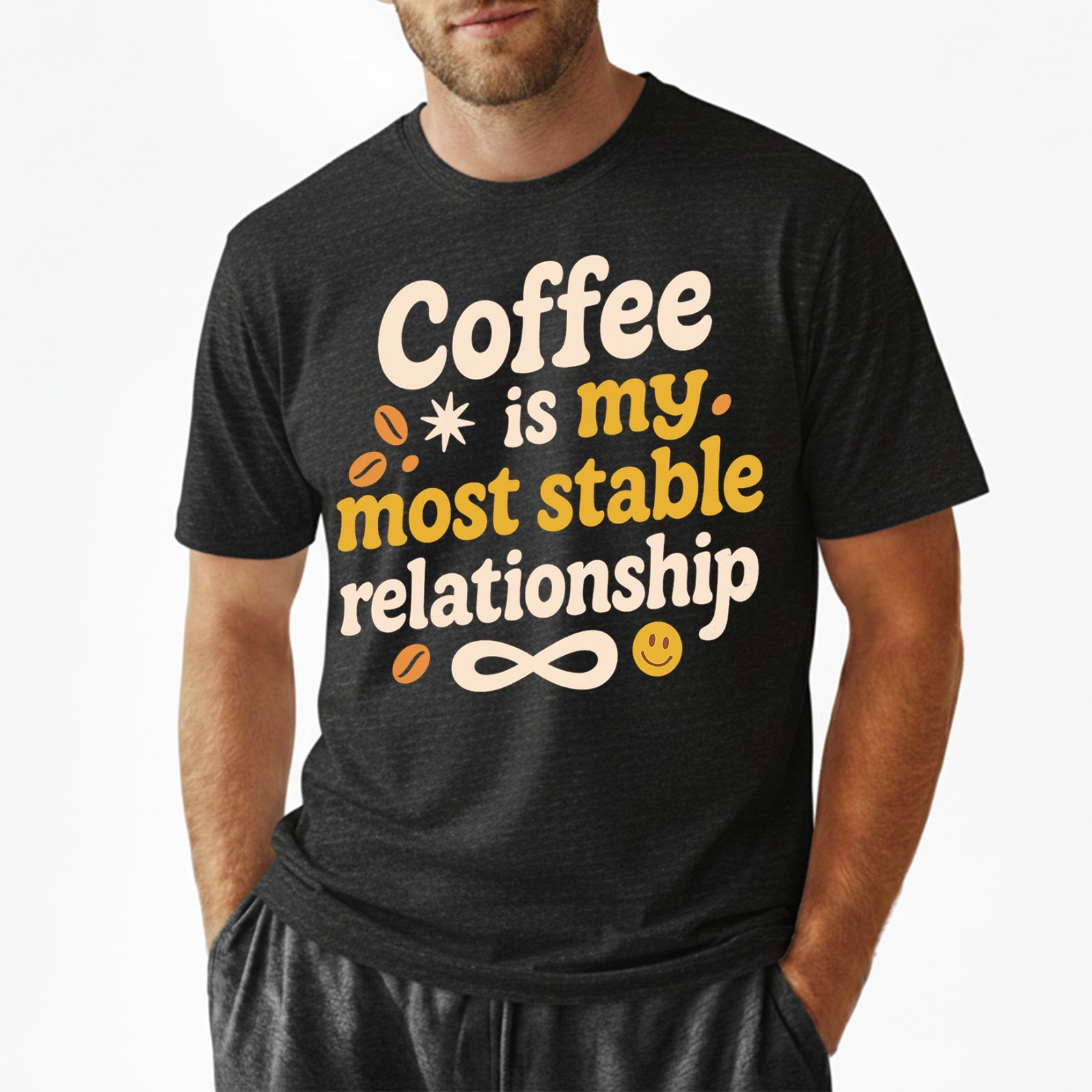 Coffee Most Stable Relationship T-Shirt Funny Coffee Lover Humor Tee S-5XL