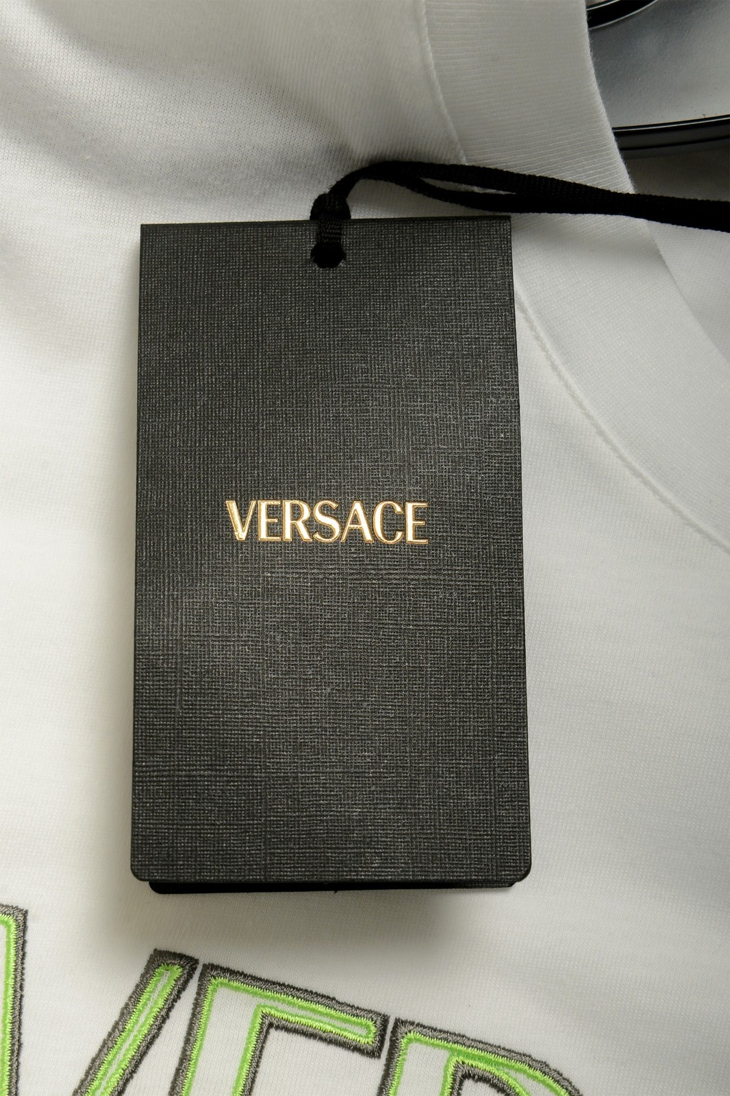 Versace Men’s White & Mint Logo Print Short Sleeve T-Shirt US 2XL IT 56