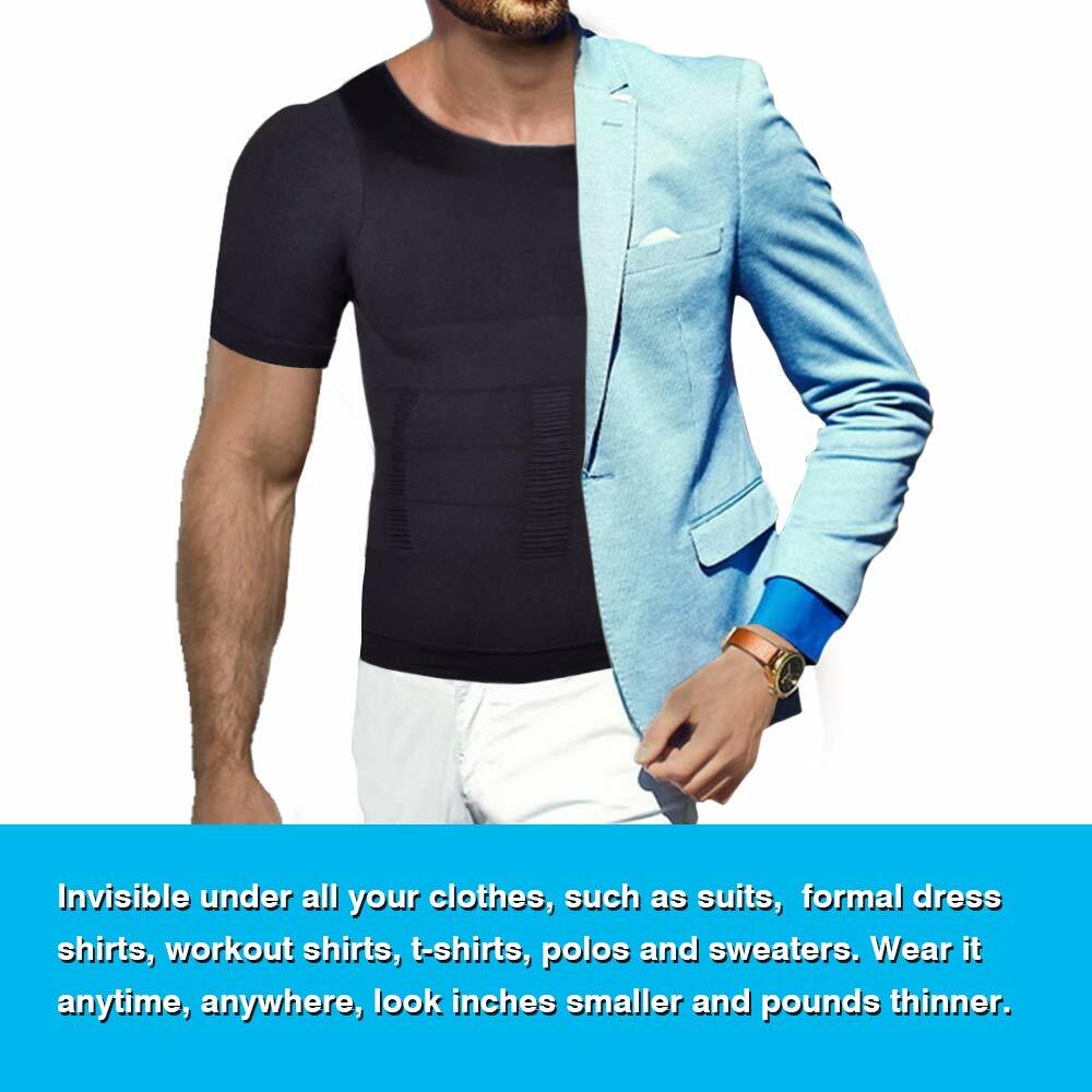 Men Slimming Body Shaper Gynecomastia T-shirt Posture Corrector Vest Compression