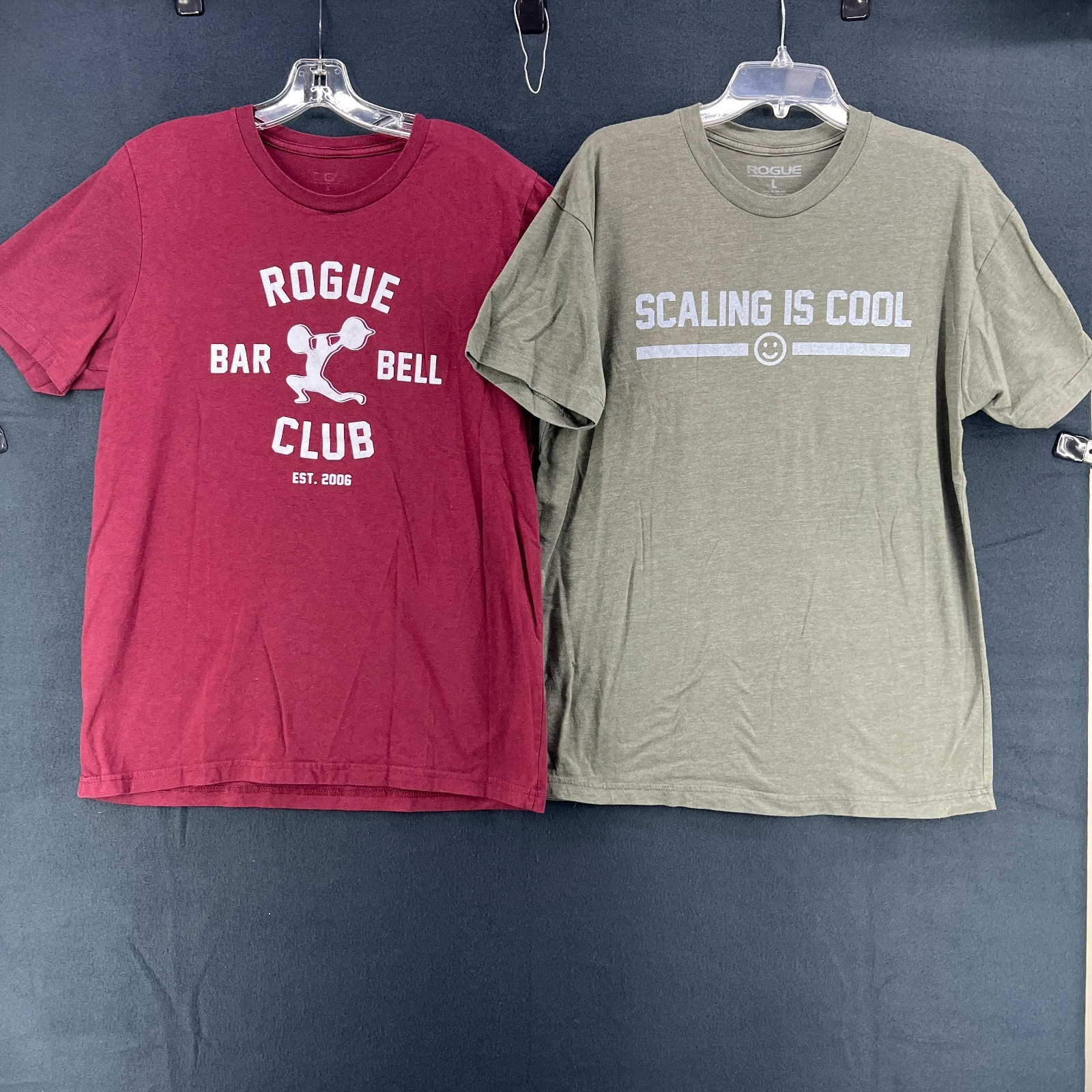 Rogue Fitness T Shirt Lot of 2 Shirt Made in USA Single Stitch Large Barbell