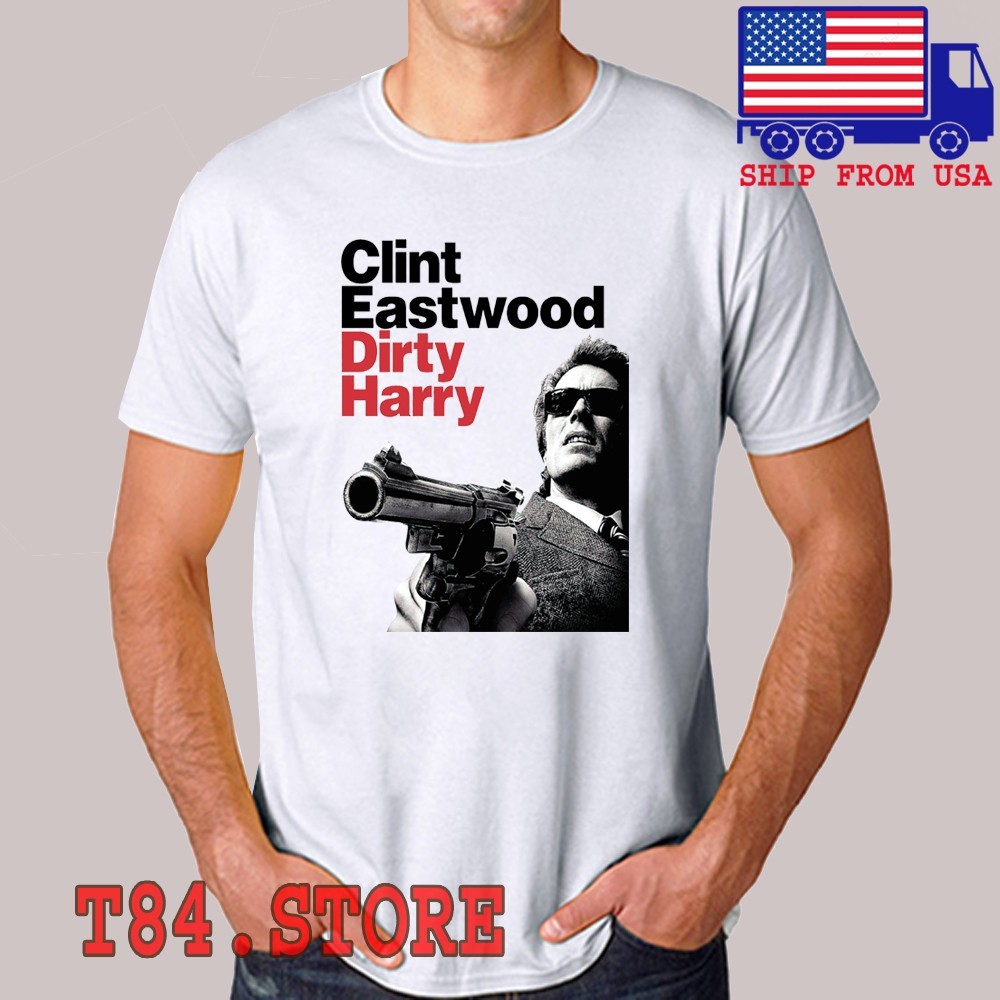 Clint Eastwood Dirty Harry Retro Movie Men’s White Size S to 5XL
