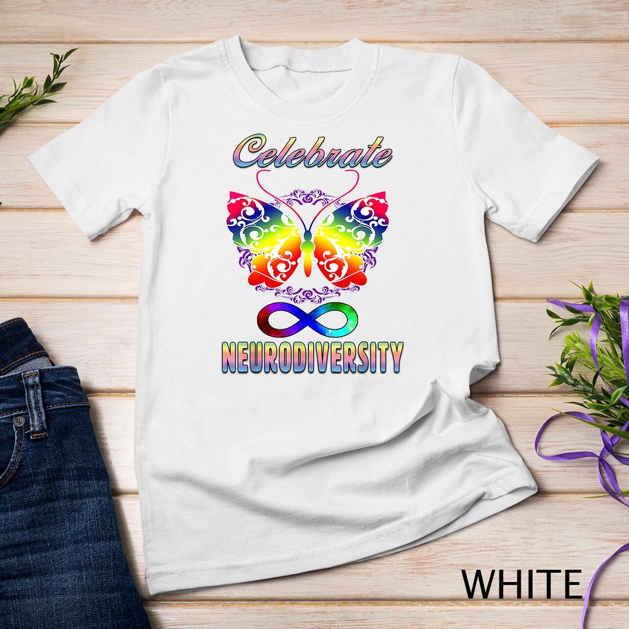 Celebrate Neurodiversity Autism ADHD Awareness Butterfly T-Shirt Unisex T-shirt