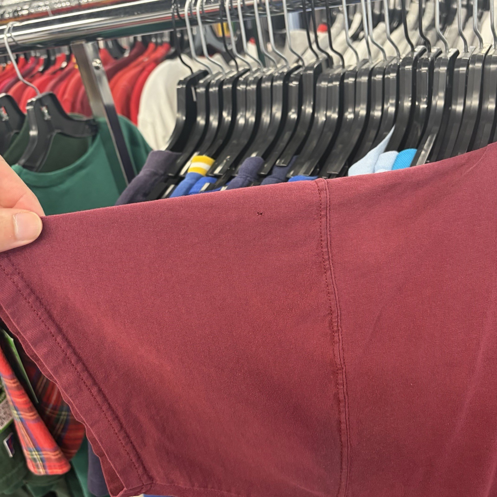 Vintage 90s Russell Athletic Pro Cotton Maroon/Burgundy Blank Pocket Tee Size XL