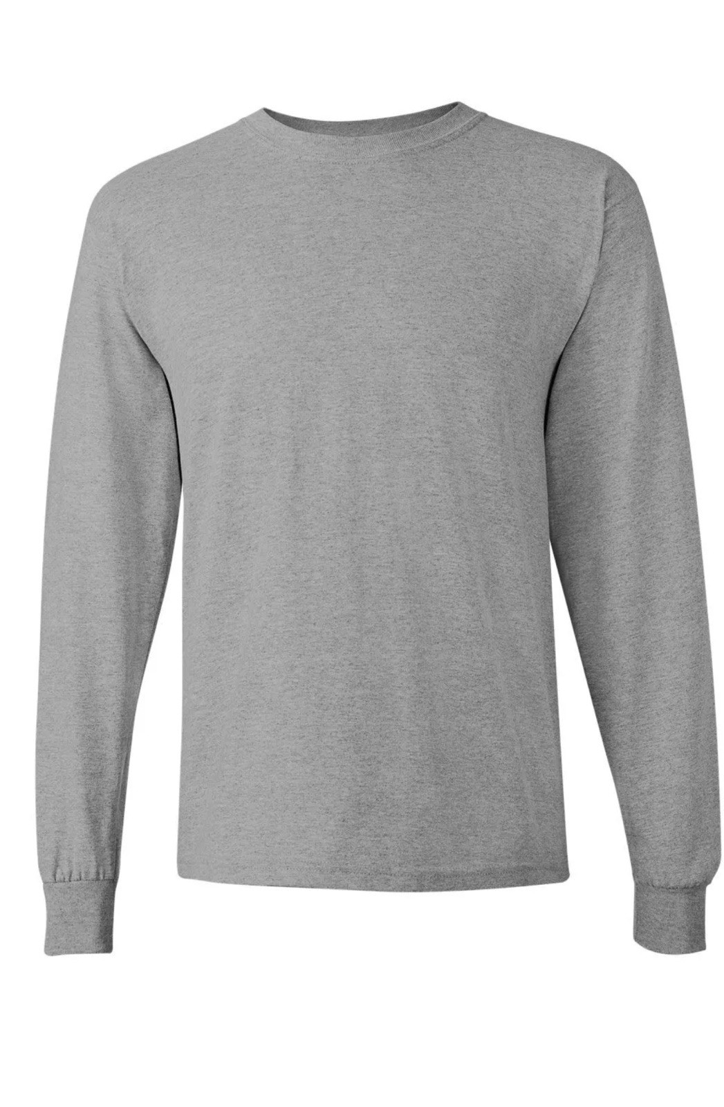 Gildan Men’s Long Sleeve T-Shirt Heavy Cotton Plain Blank Gray Tee Sz 4XL New