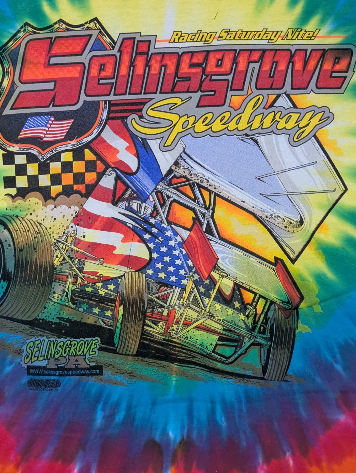 Liquid Blue Mens T-shirt Tie-dye 40th Anniversary Sprint Car CT AOP XL #4853