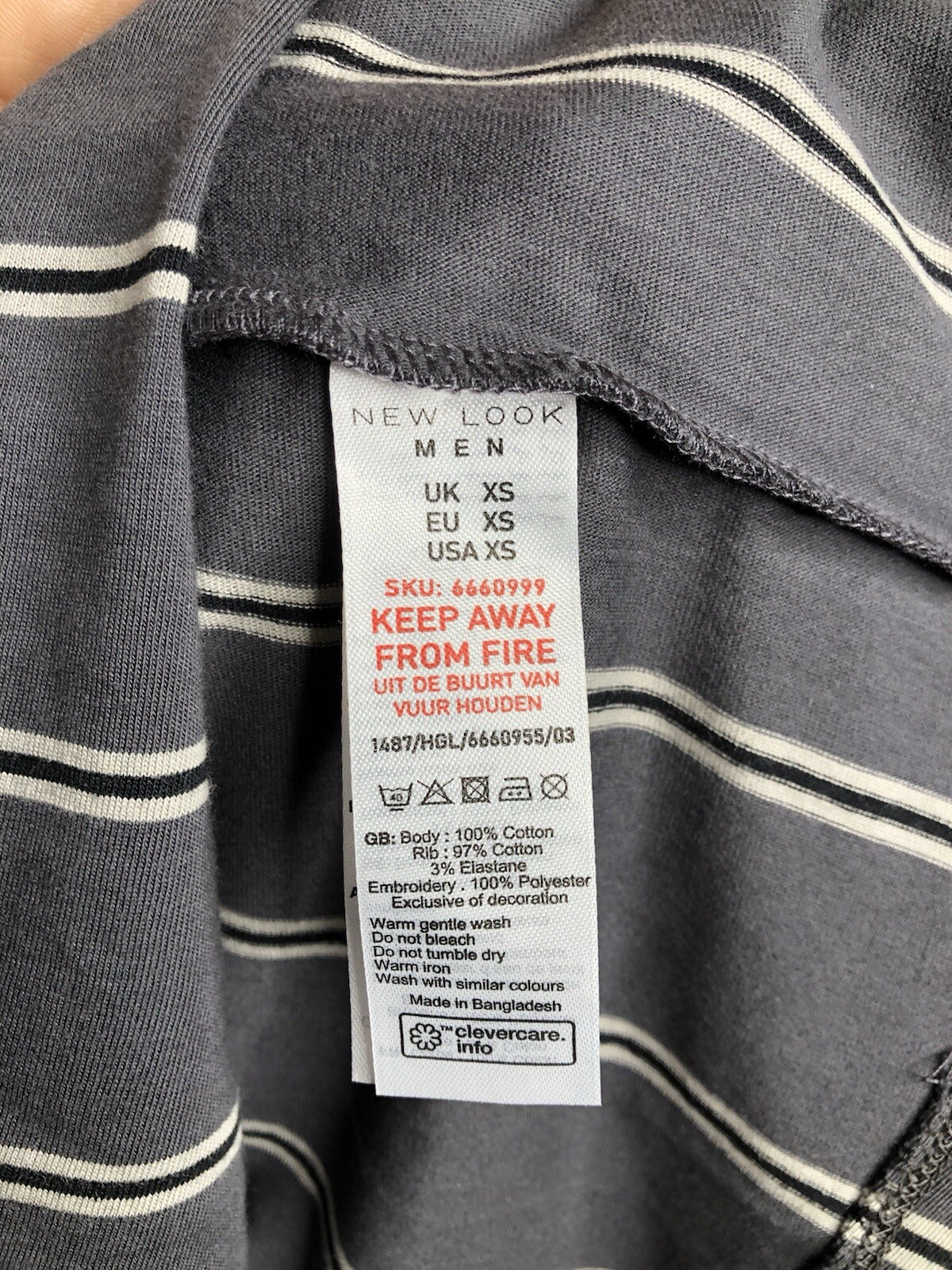 New Look NWT Striped Gray Tee MCMXCI Adult Size XS NEW MEN