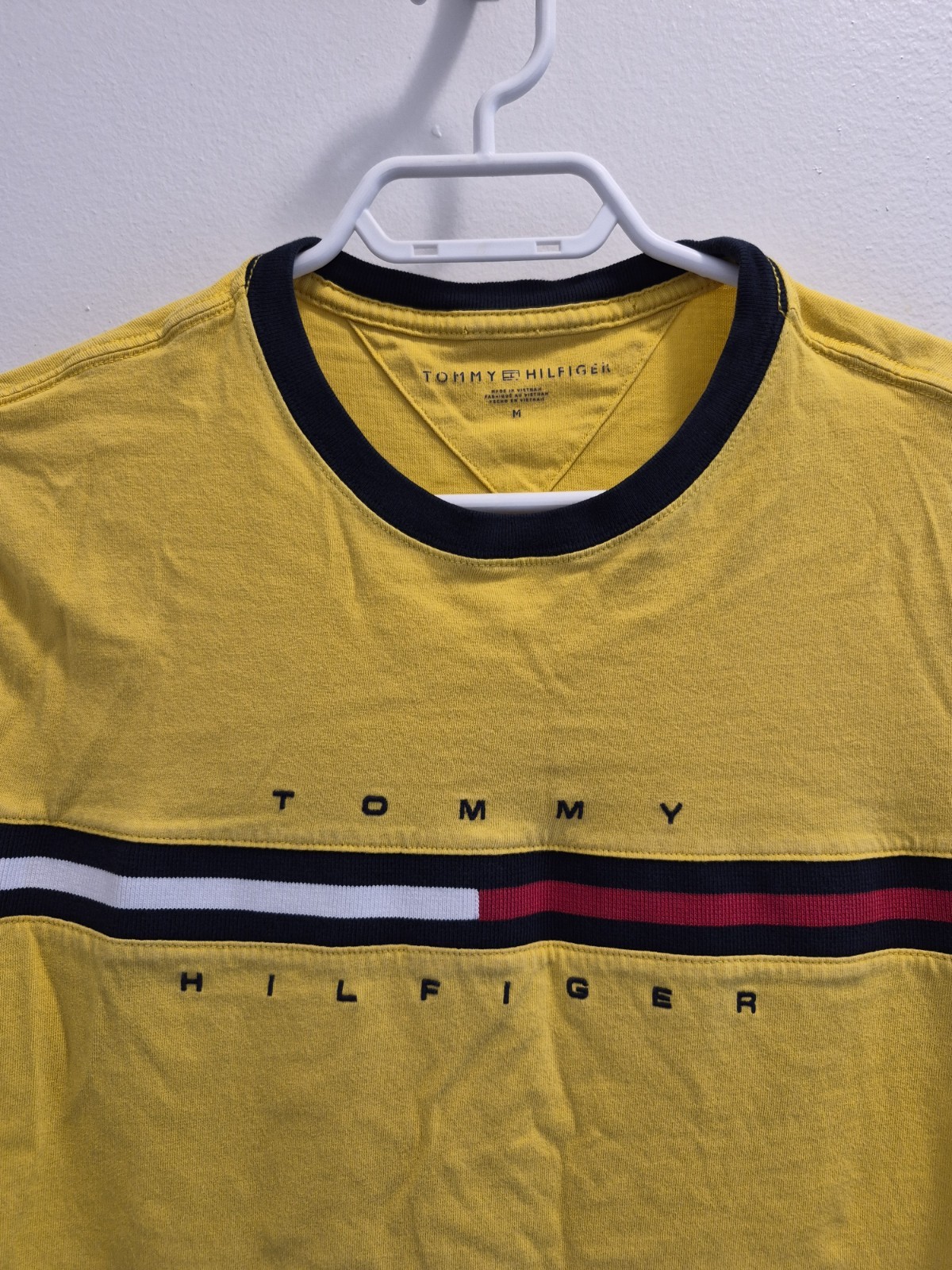 Yellow Tommy Hilfiger Cotton Signature Stripe T Shirt With Logo Stripes…