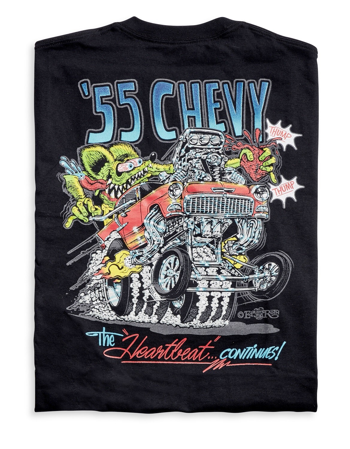 Men’s Ed Big Daddy Roth Rat Fink ’55 Chevy Hot Rod Black Cotton T-Shirt M-3XL