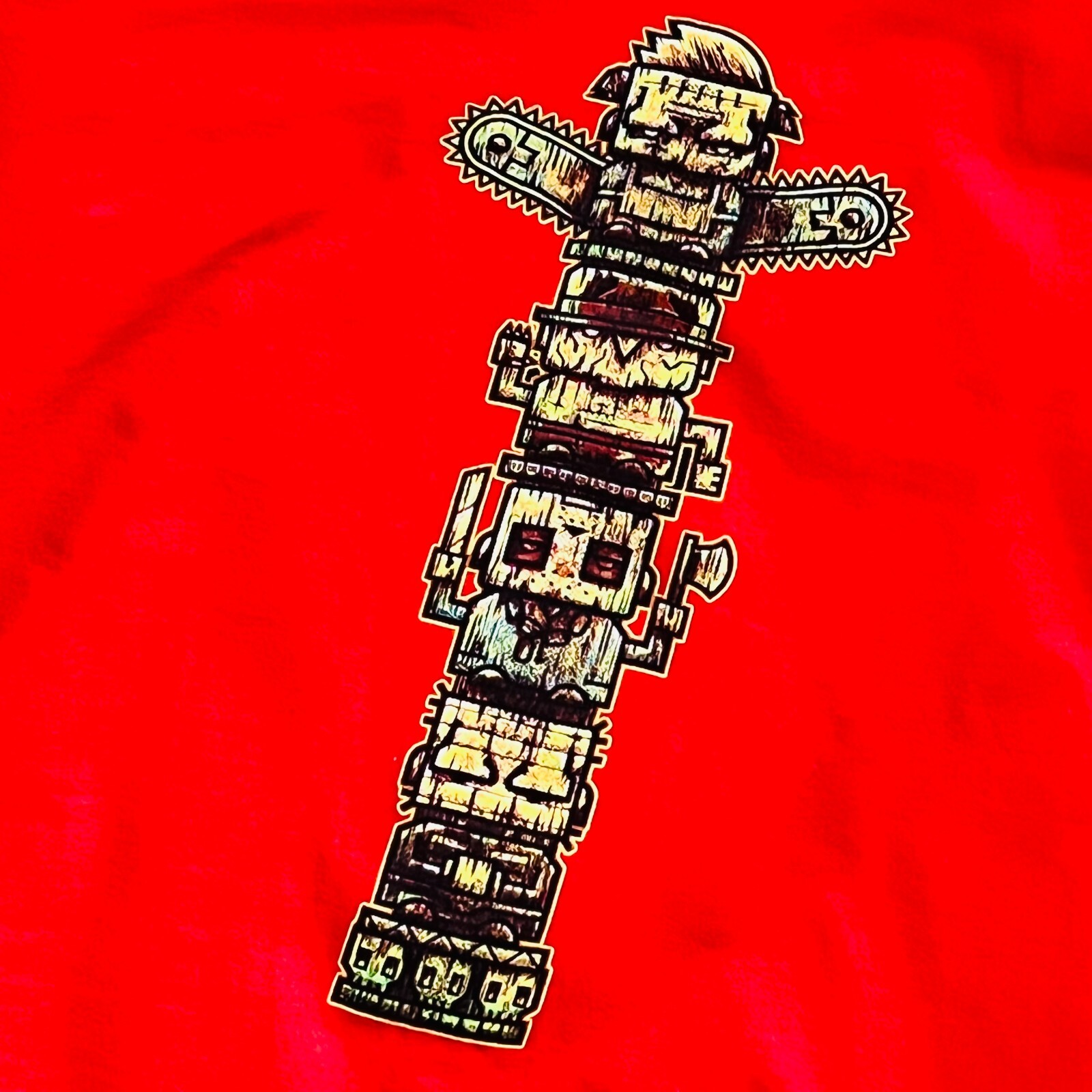 Freddy Jason Pinhead Leatherface Totem Pole Nerd Block T-Shirt Size Large – Red