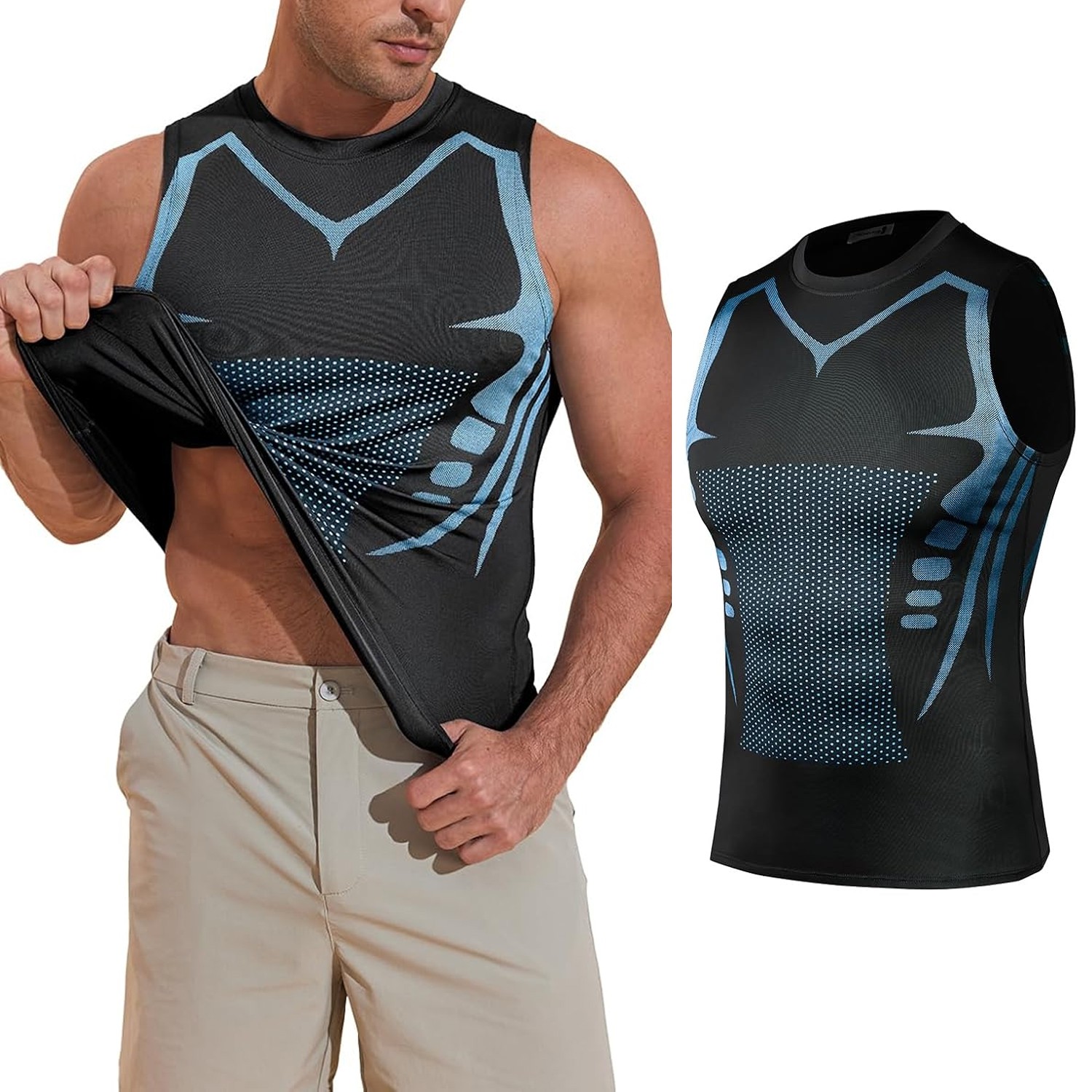 Men’s Compression Shirt Ionic Shaping Sleeveless Vest Sports Base Layer Tank Top