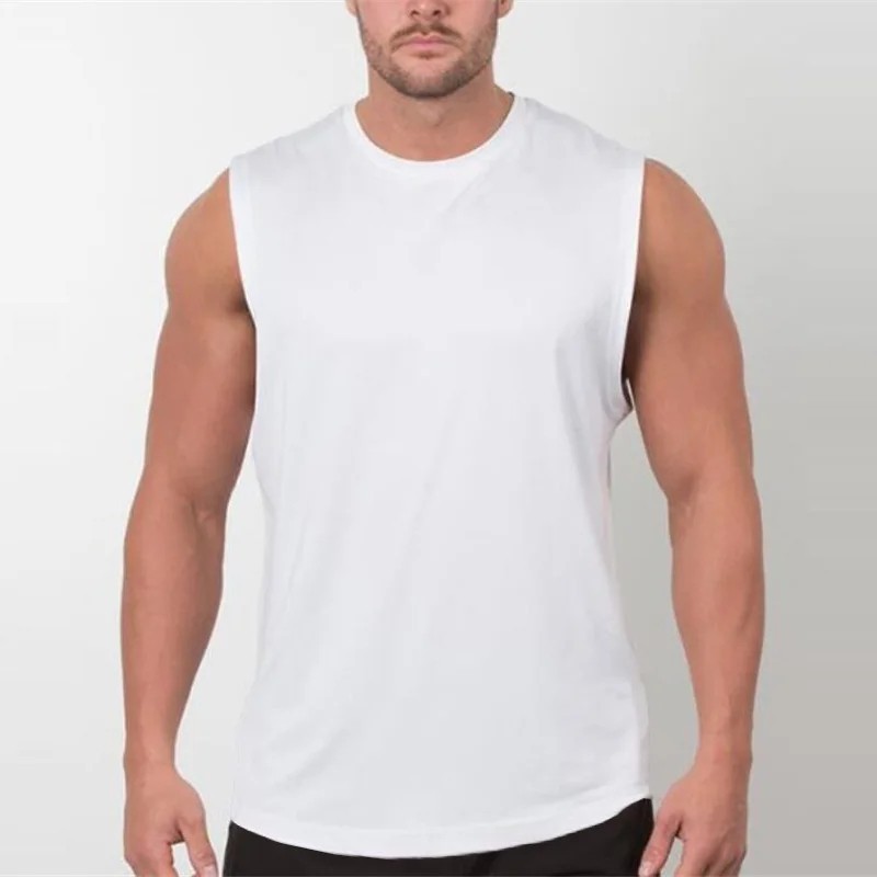 Mens Cotton Sleeveless T Shirt Tank Solid Blank Hot Summer Gym Cool Comfort