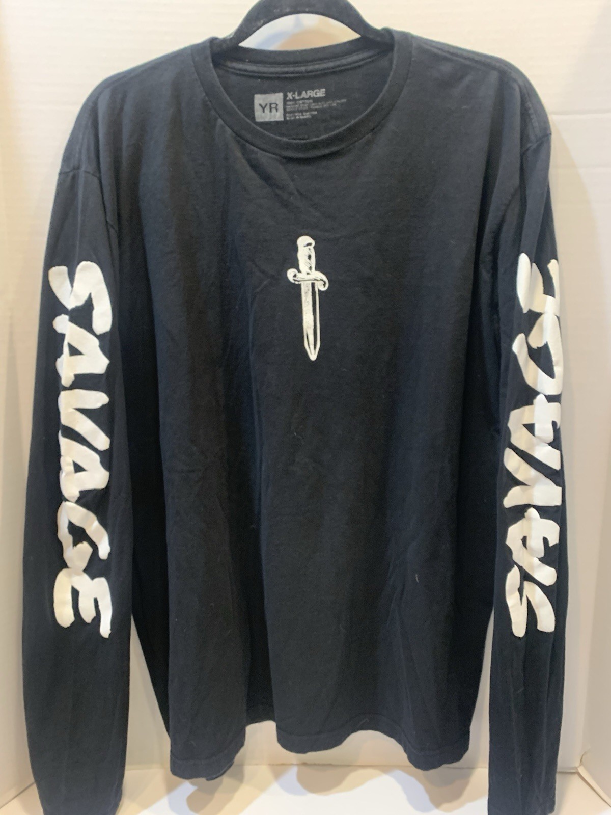 Young and Reckless 21 Savage Long-Sleeved Mens T-Shirt Size XL Black And White