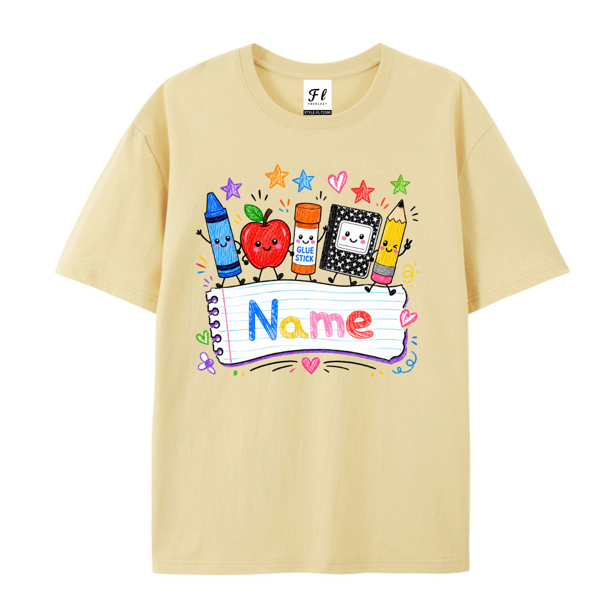 Personalized School Shirt Custom Name Cute Pencil Apple Preschool Kids Gift Top